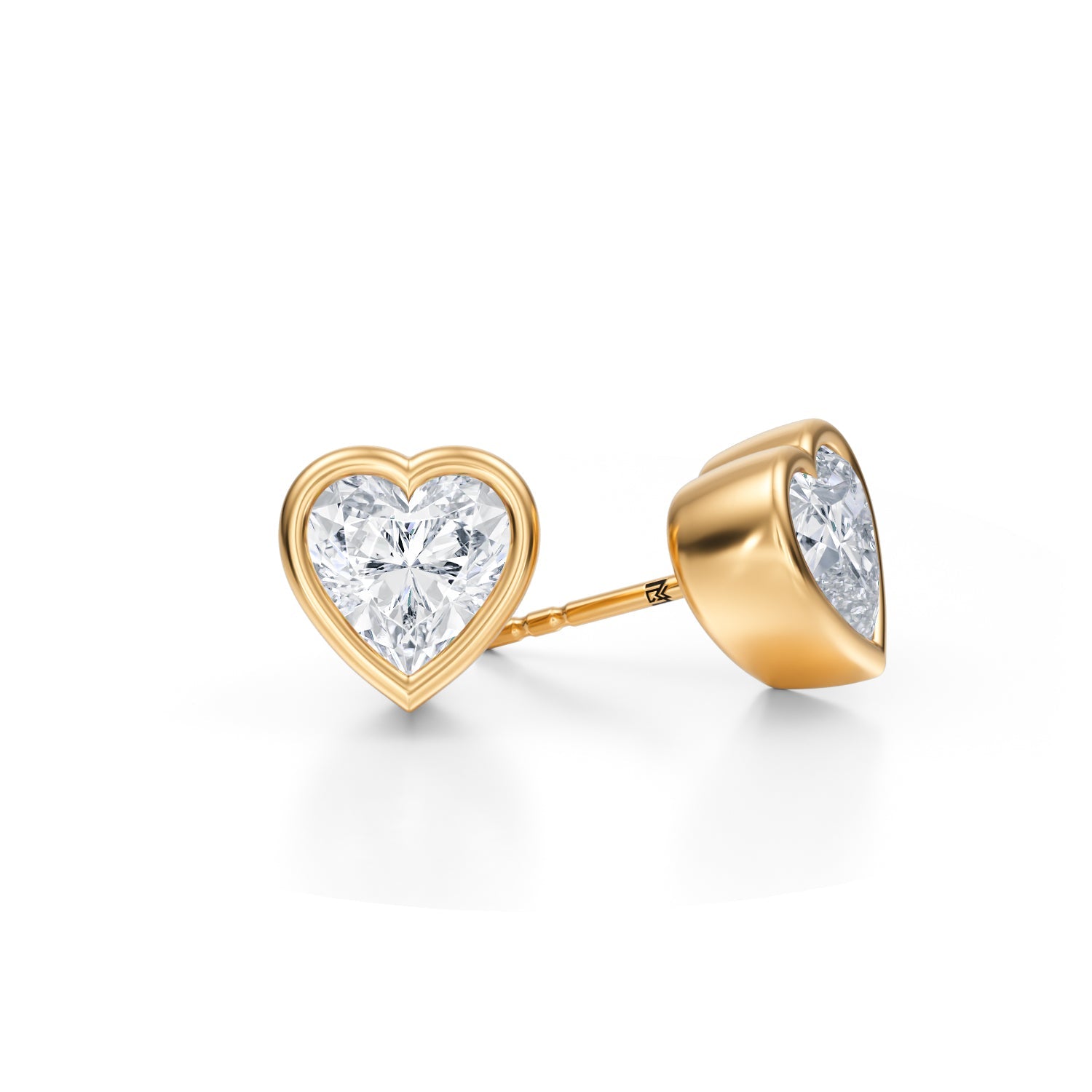 3 Carat Heart Shape Bezel Stud Lab Grown Diamond Earrings - Michael Gabriels