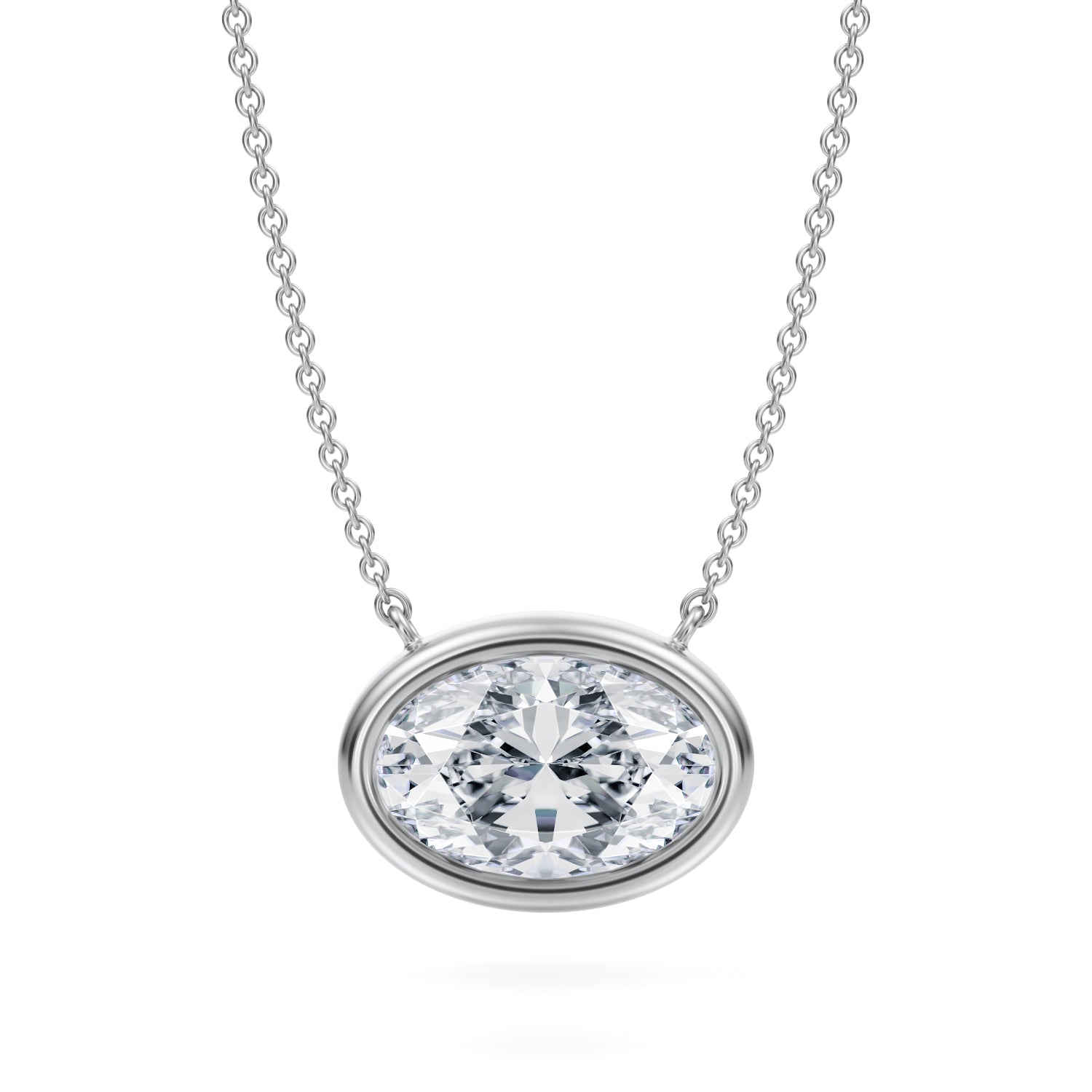 3 Carat Oval Bezel Solitaire Pendant Necklace - Michael Gabriels