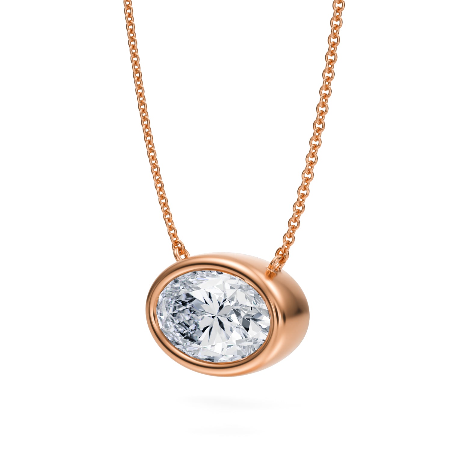 3 Carat Oval Bezel Solitaire Pendant Necklace - Michael Gabriels