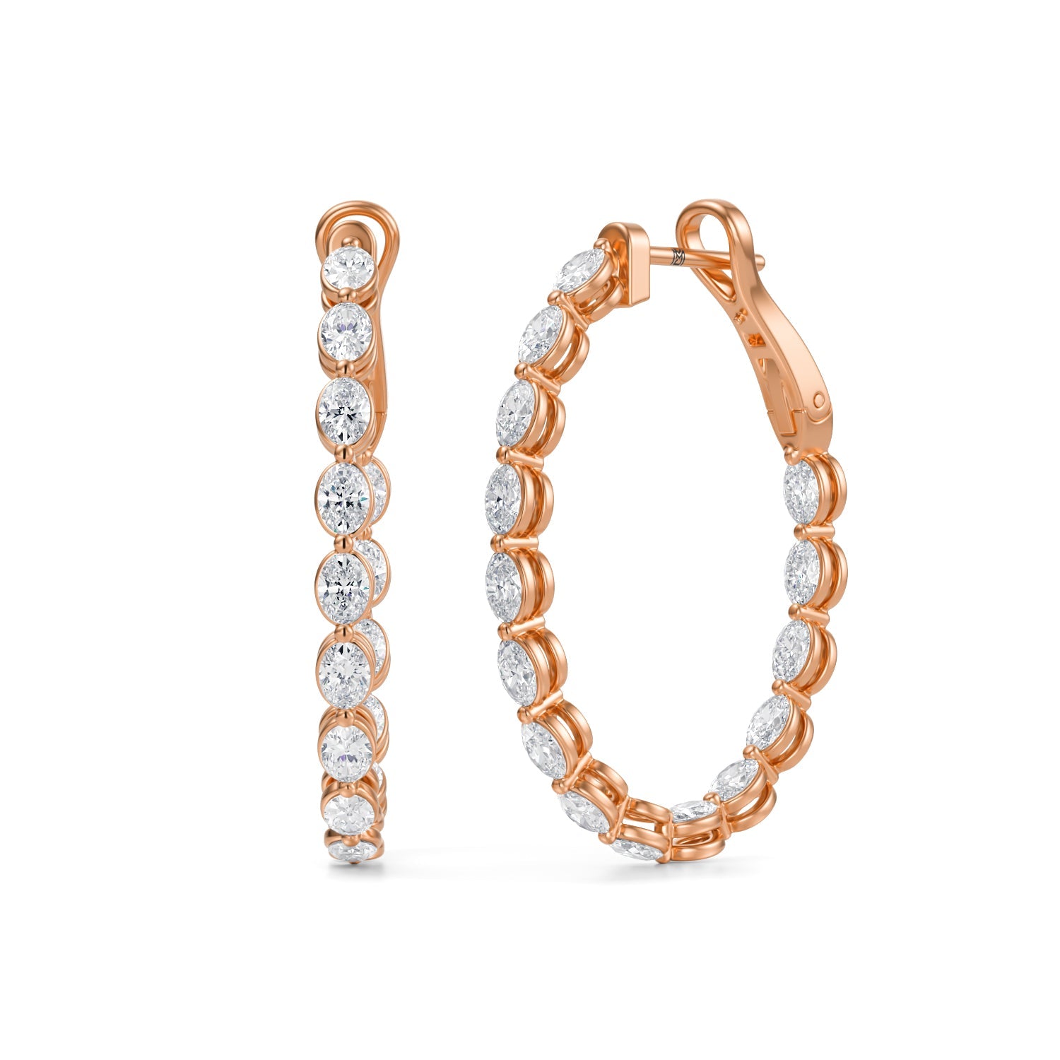 3 Carat Oval Inside Out Lab Grown Diamond Hoop Earrings - Michael Gabriels