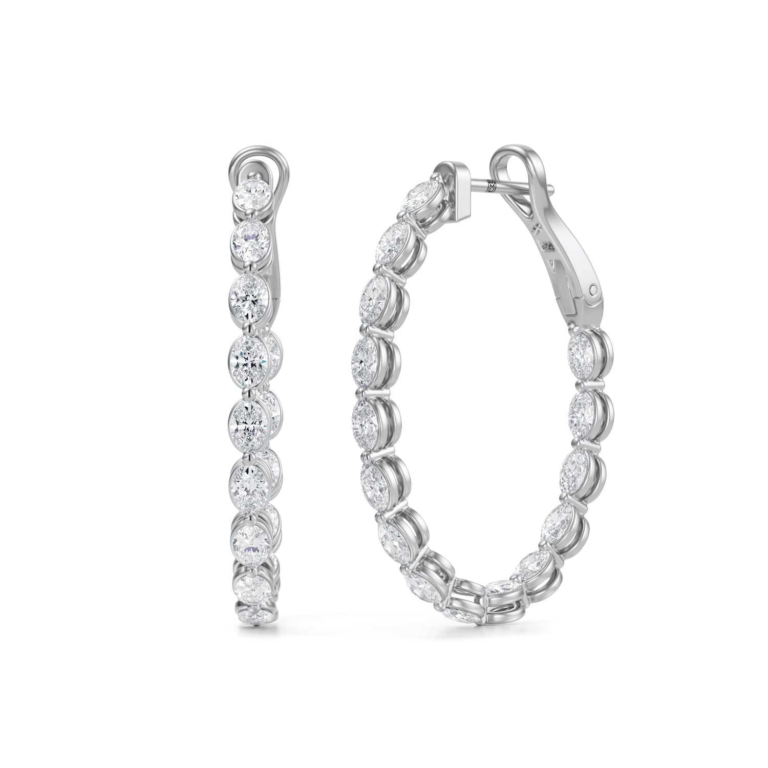 3 Carat Oval Inside Out Lab Grown Diamond Hoop Earrings - Michael Gabriels