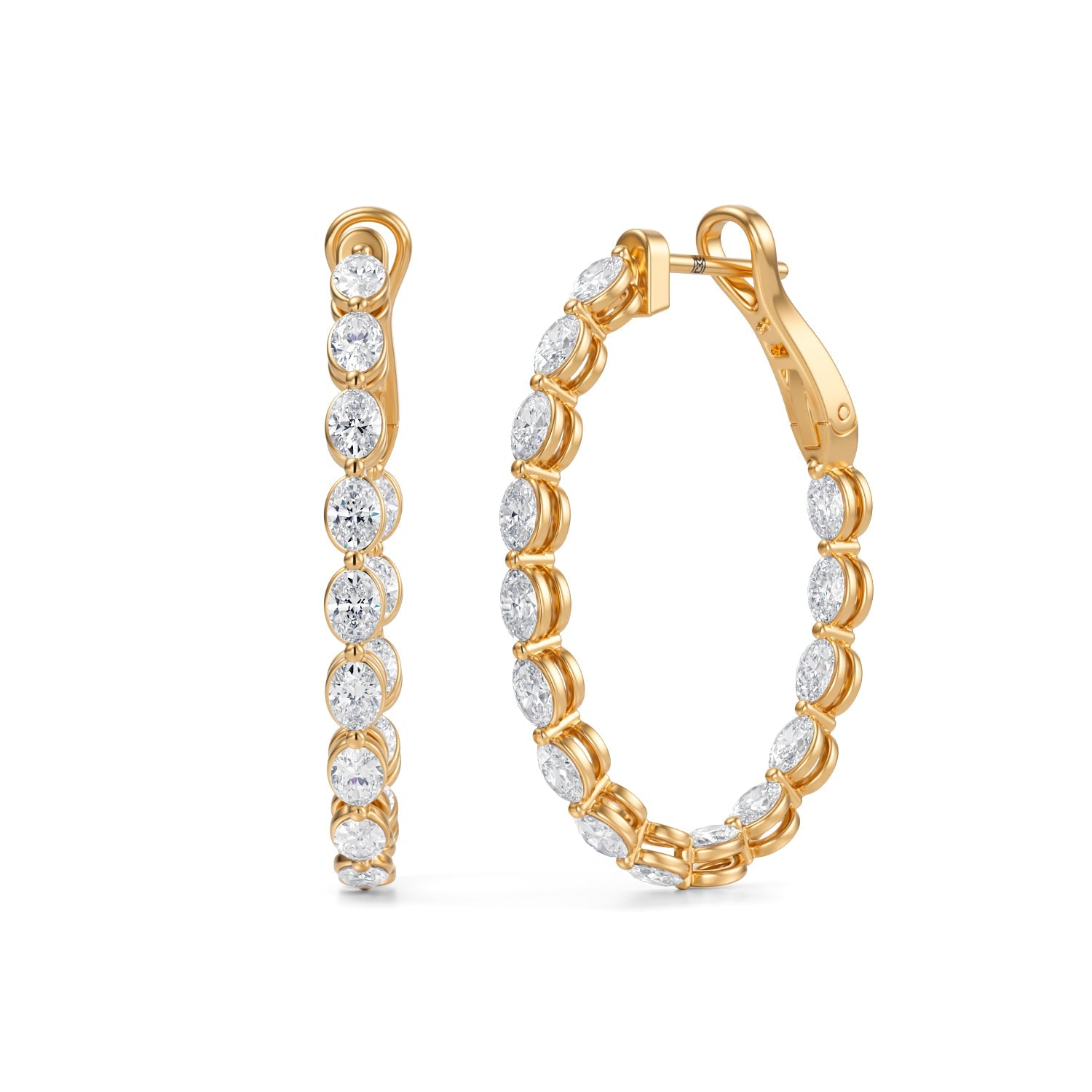 3 Carat Oval Inside Out Lab Grown Diamond Hoop Earrings - Michael Gabriels