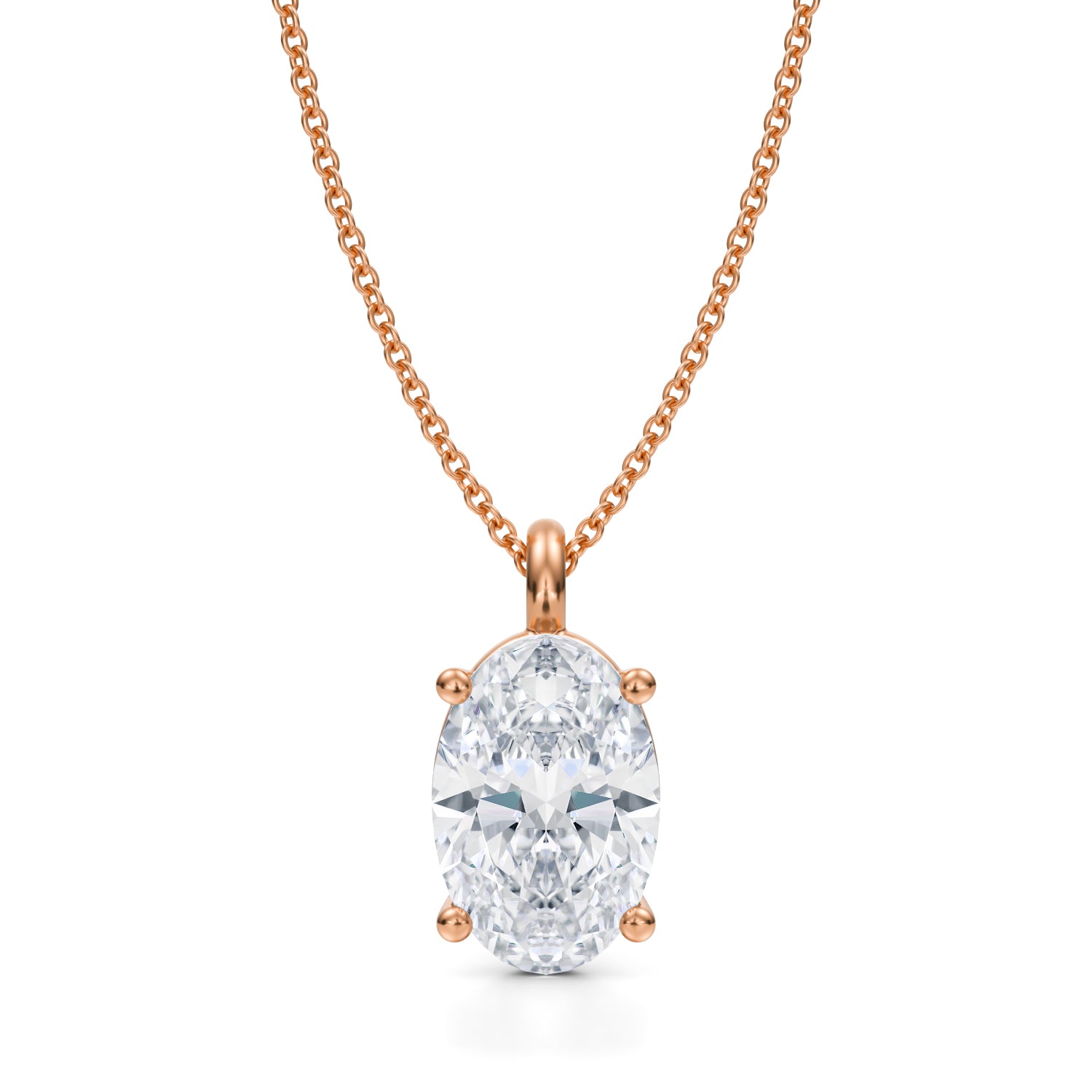 3 Carat Oval Lab Grown Diamond Solitaire Pendant - Michael Gabriels