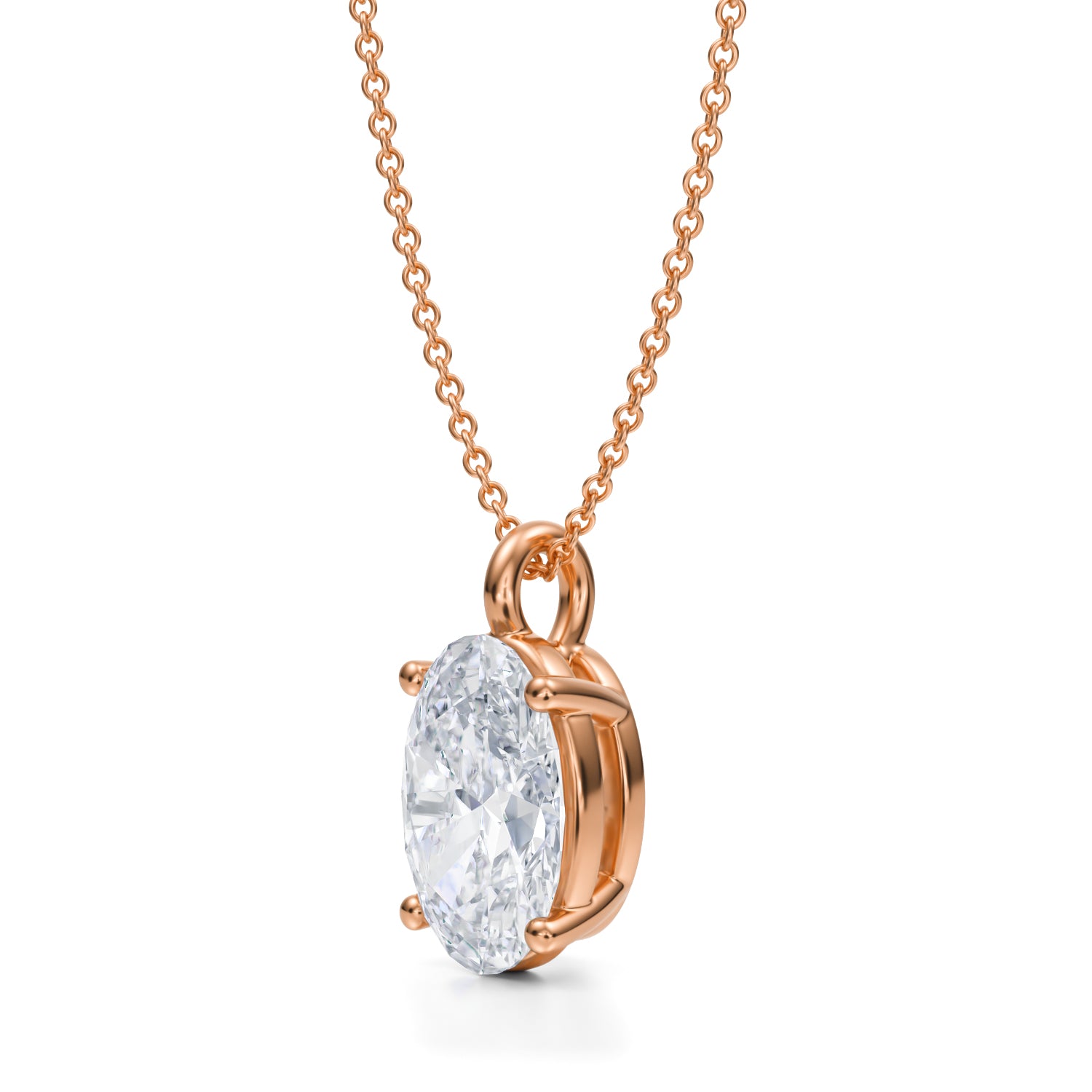 3 Carat Oval Lab Grown Diamond Solitaire Pendant - Michael Gabriels