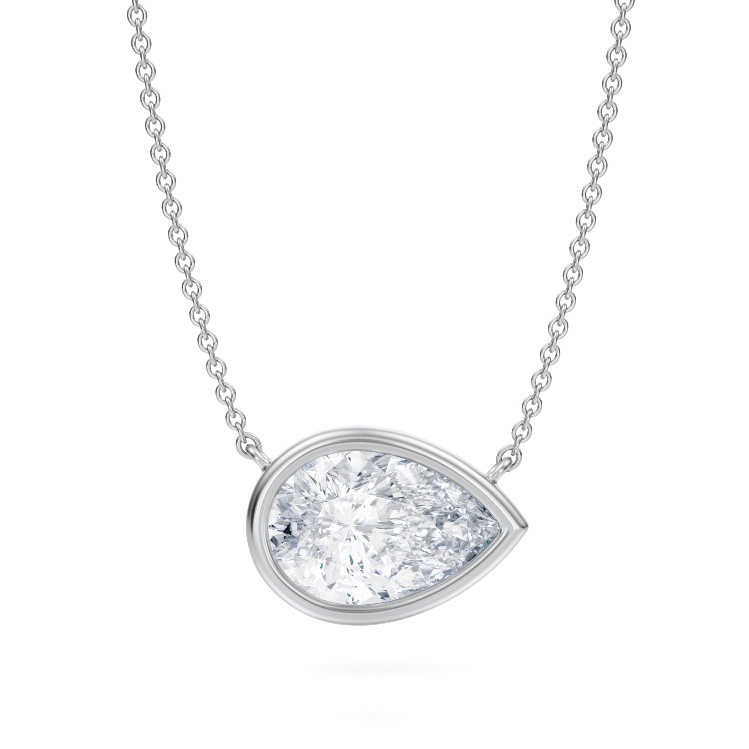 3 Carat Pear Bezel Solitaire Pendant Necklace - Michael Gabriels