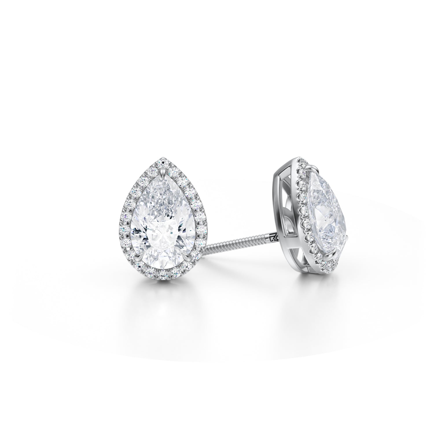 3 Carat Pear Halo Stud Earrings - Michael Gabriels