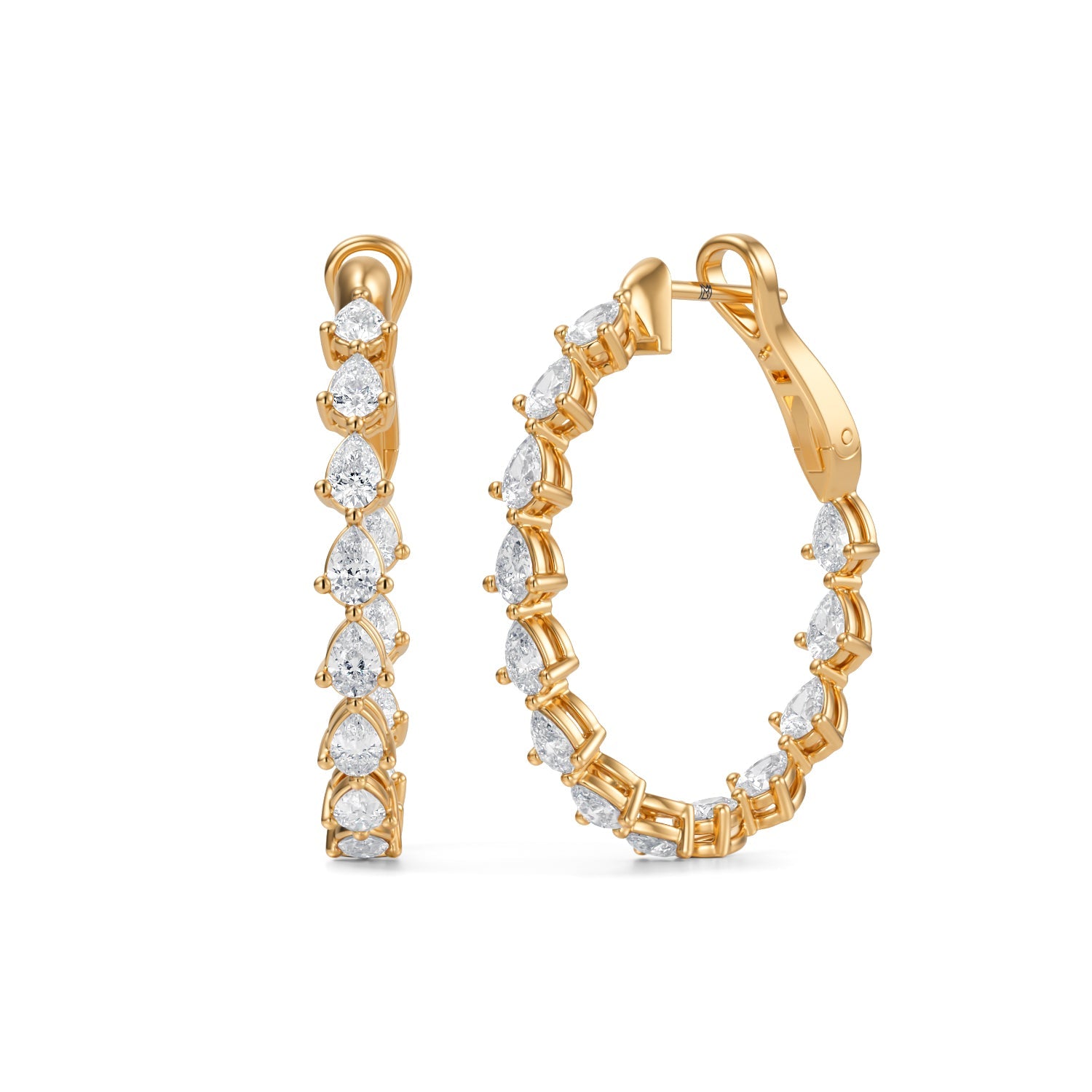 3 Carat Pear Inside Out Lab Grown Diamond Hoop Earrings - Michael Gabriels