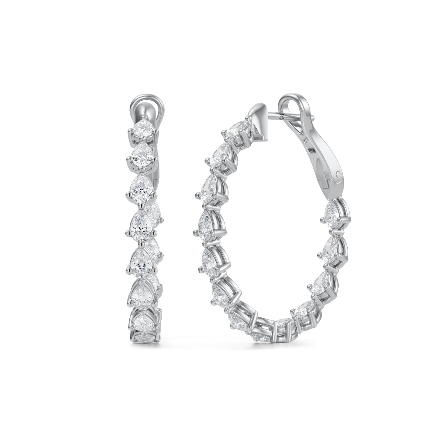 3 Carat Pear Inside Out Lab Grown Diamond Hoop Earrings - Michael Gabriels