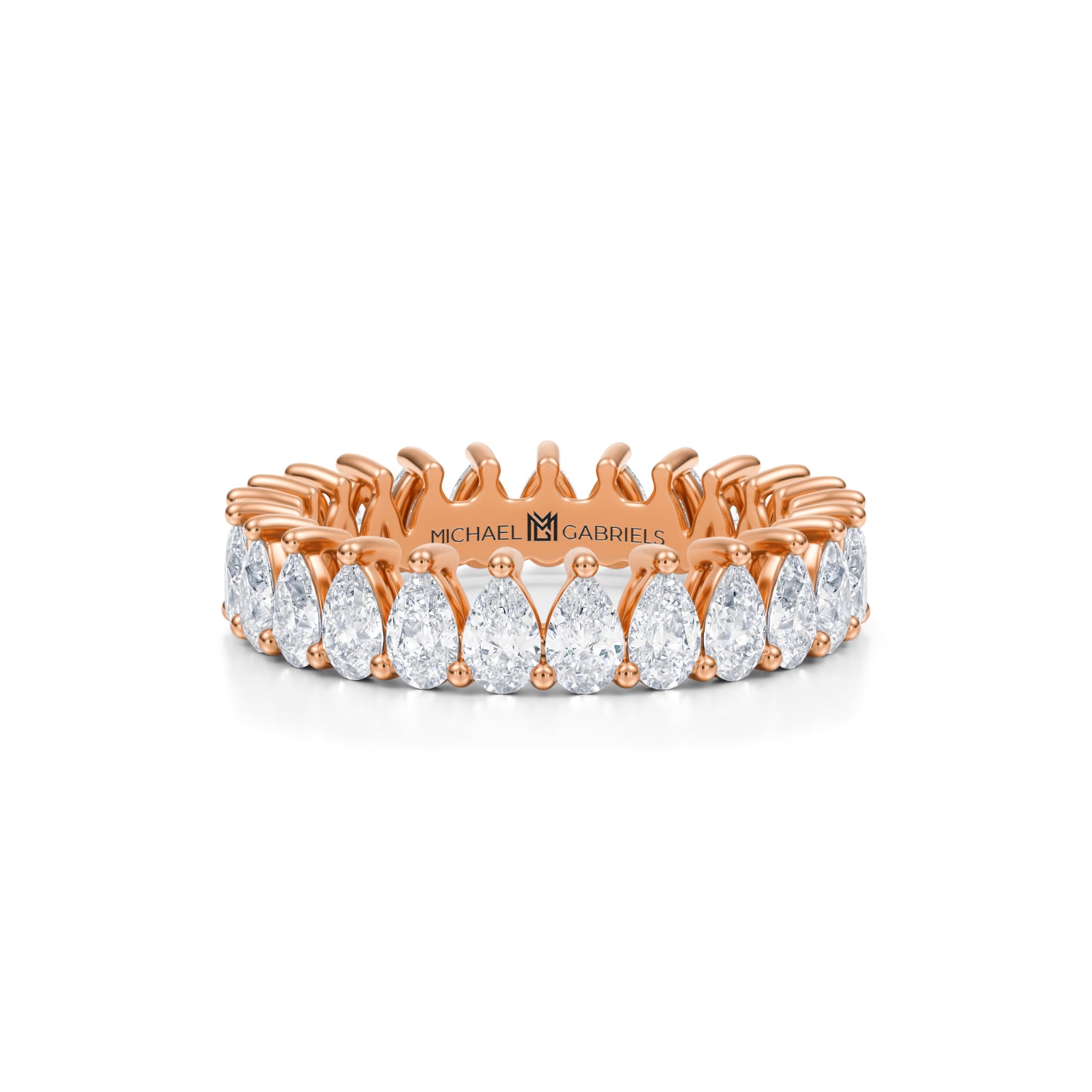 3 Carat Pear Lab Grown Diamond Basket Eternity Band - Michael Gabriels