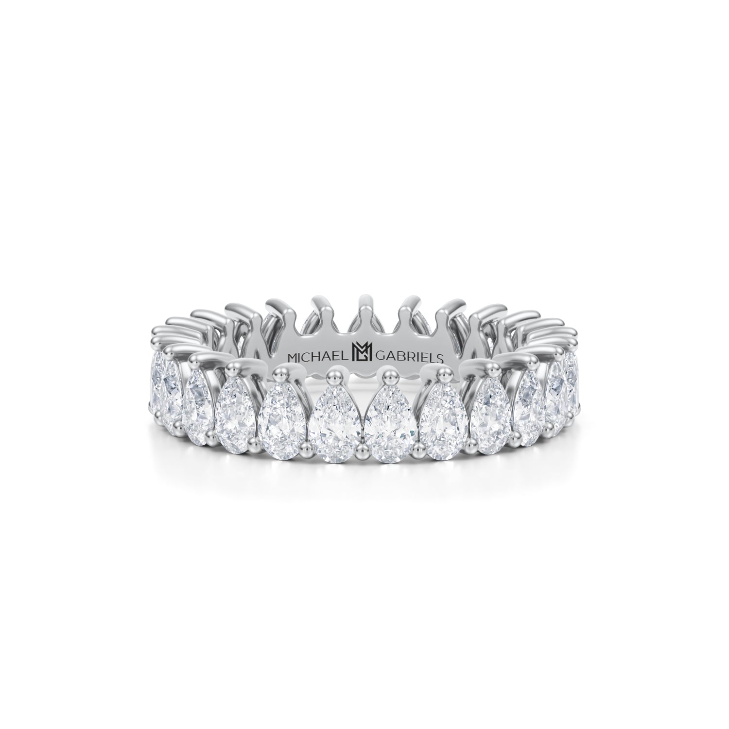 3 Carat Pear Lab Grown Diamond Basket Eternity Band - Michael Gabriels