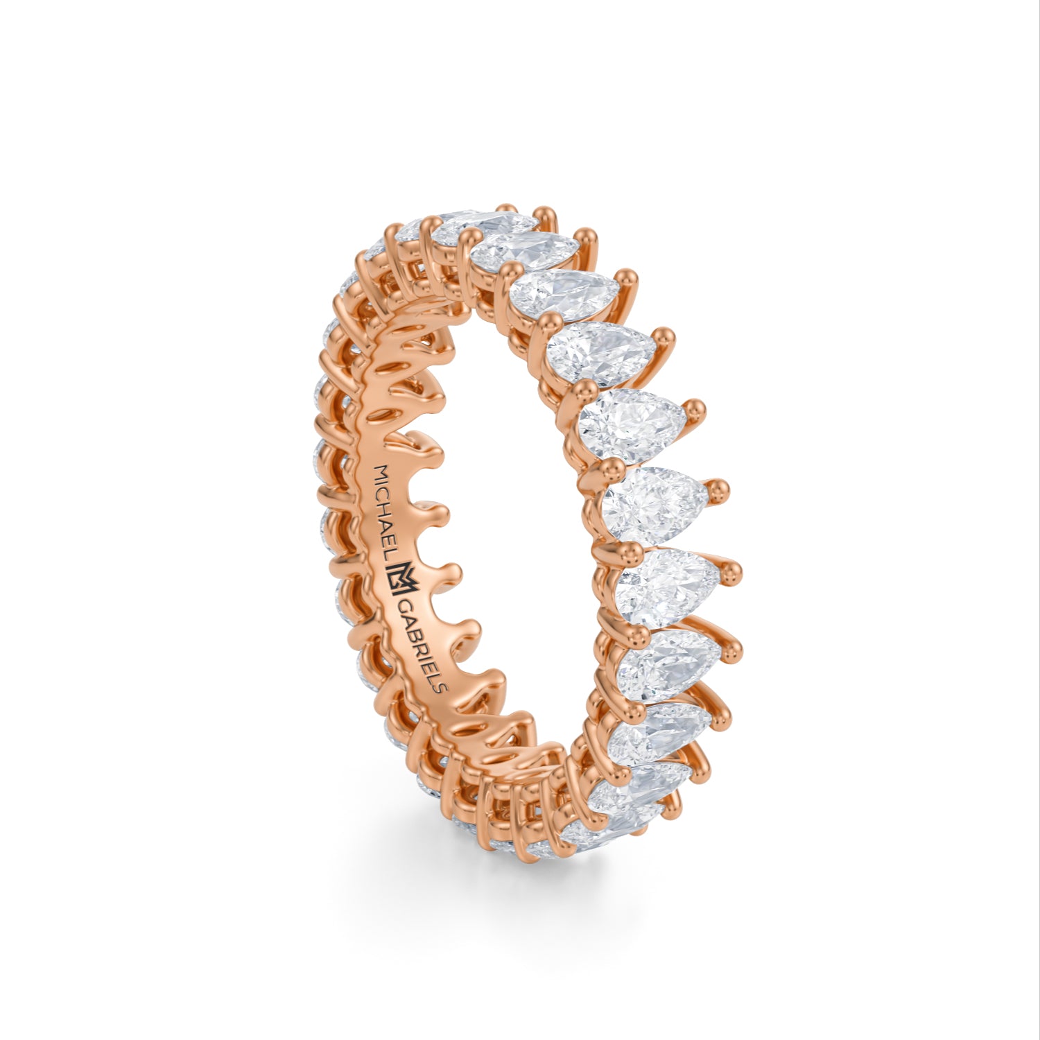 3 Carat Pear Lab Grown Diamond Basket Eternity Band - Michael Gabriels