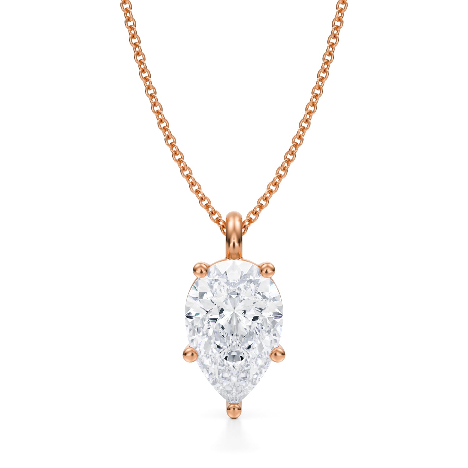 3 Carat Pear Lab Grown Diamond Solitaire Pendant - Michael Gabriels