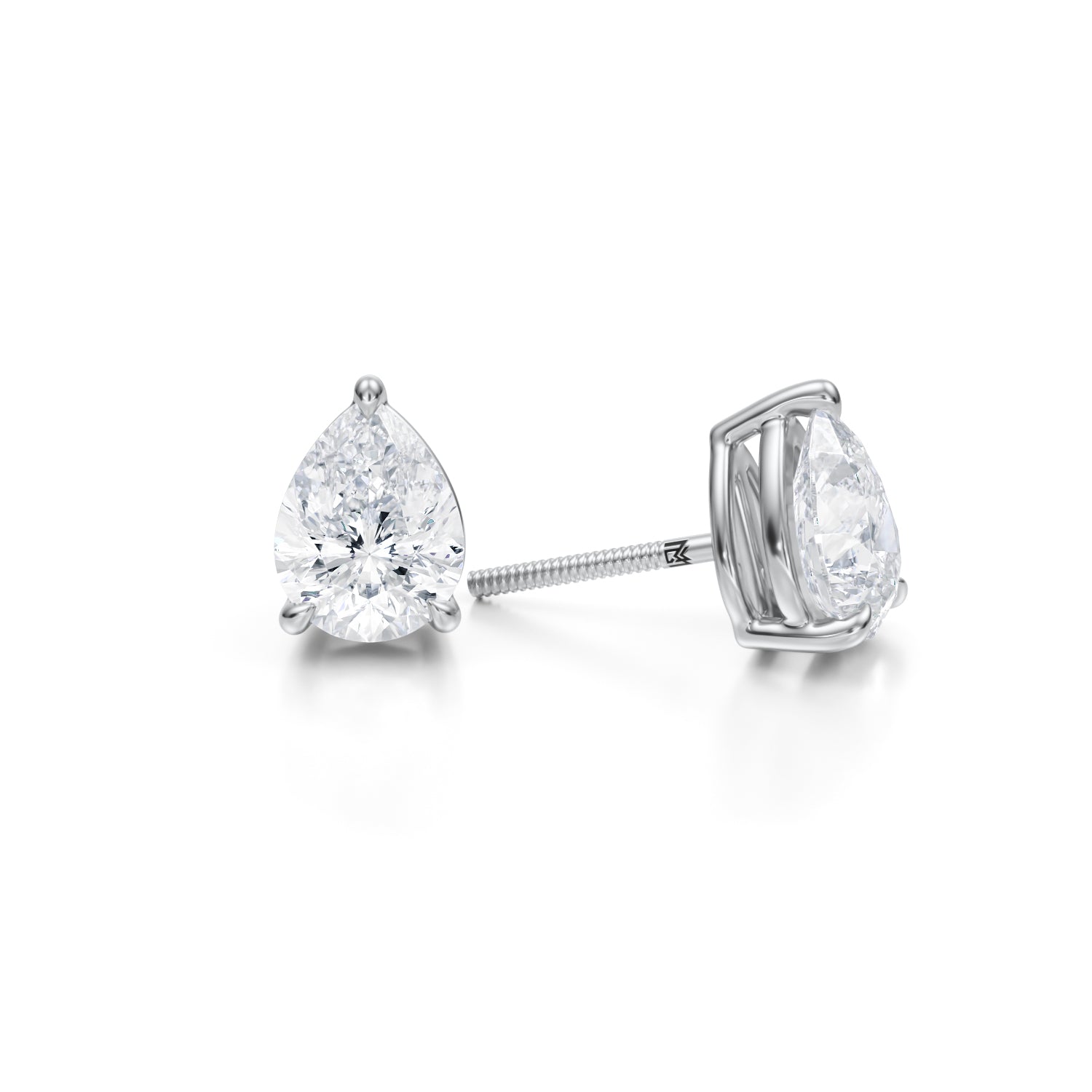 3 Carat Pear Lab Grown Diamond Stud Earrings - Michael Gabriels