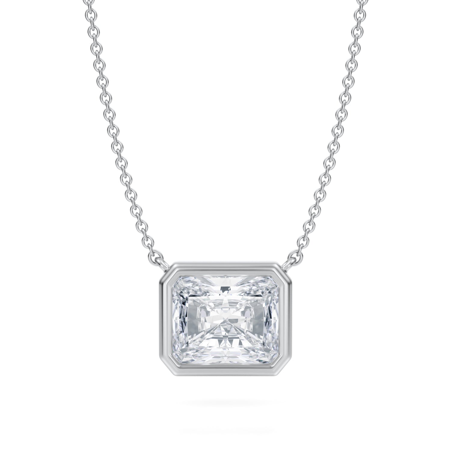 3 Carat Radiant Bezel Solitaire Pendant Necklace - Michael Gabriels