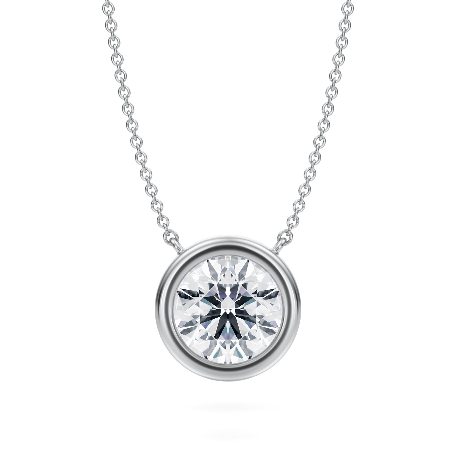 3 Carat Round Bezel Solitaire Pendant Necklace - Michael Gabriels