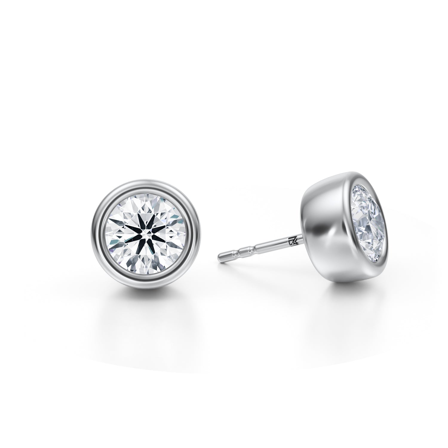 3 Carat Round Bezel Stud Lab Grown Diamond Earrings - Michael Gabriels