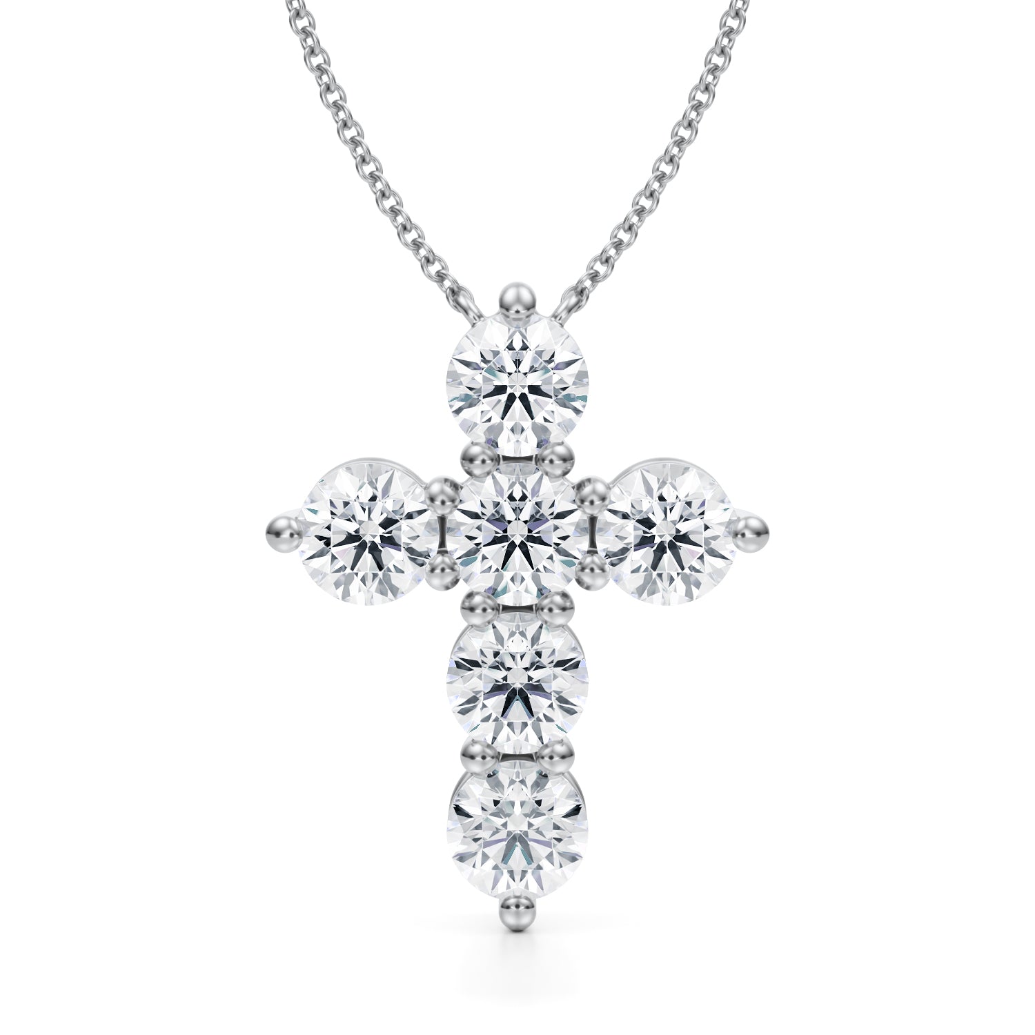 3 Carat Round Cross Lab Grown Diamond Pendant Necklace - Michael Gabriels