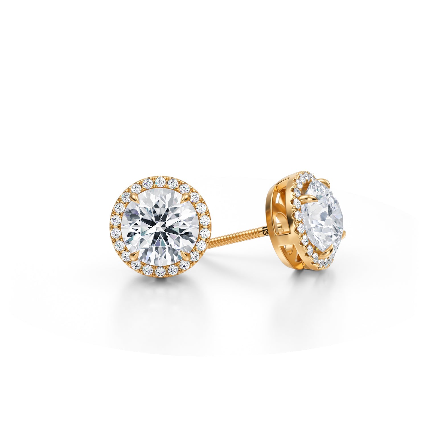 3 Carat Round Halo Stud Earrings - Michael Gabriels