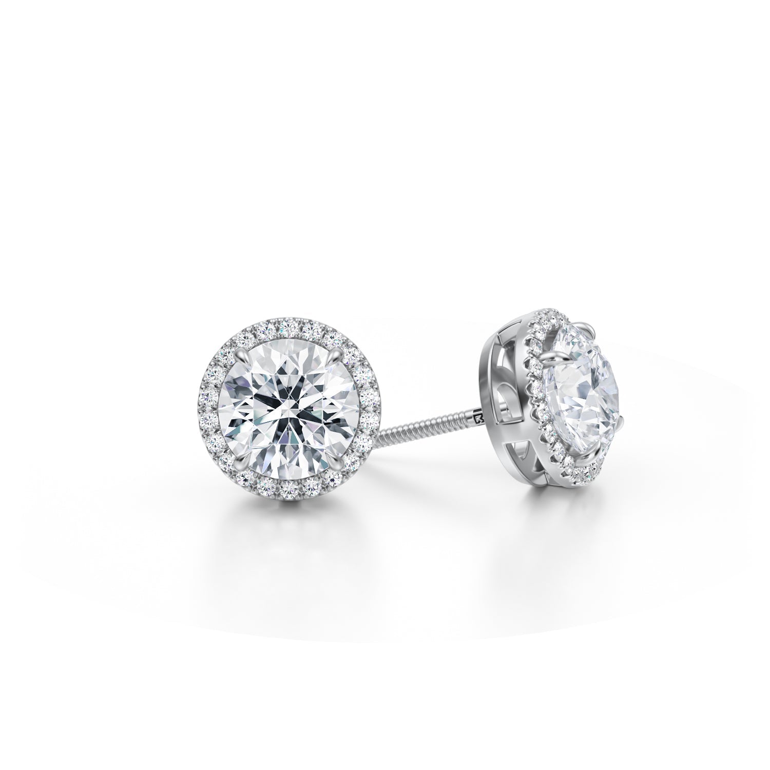 3 Carat Round Halo Stud Earrings - Michael Gabriels