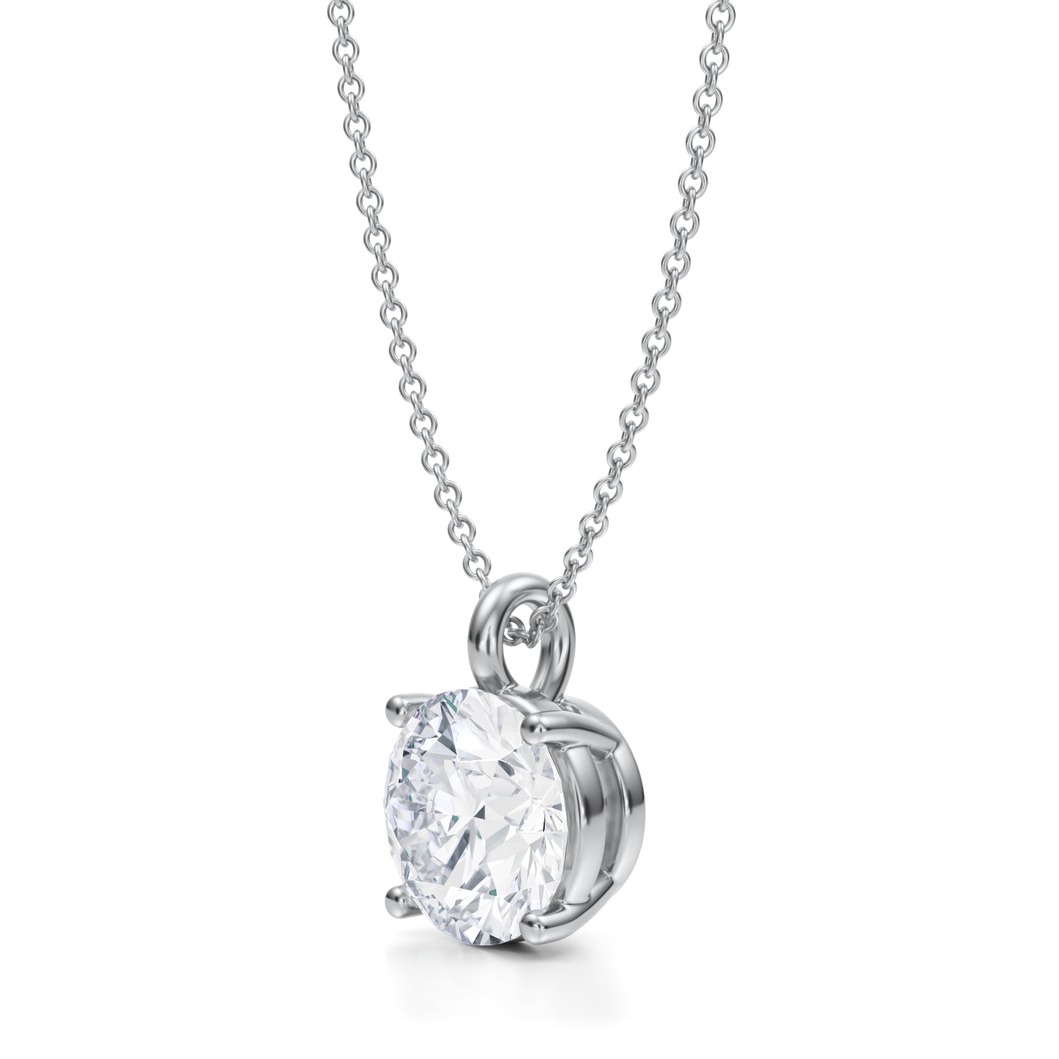 3 Carat Round Lab Grown Diamond Solitaire Pendant - Michael Gabriels