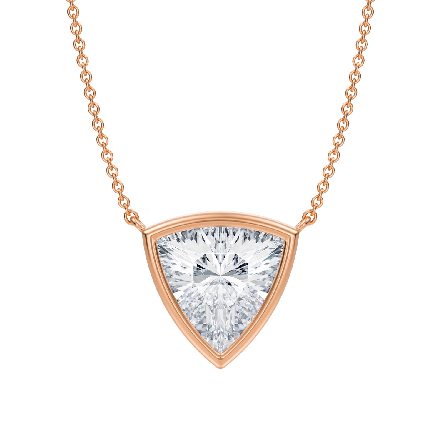 3 Carat Trillion Bezel Solitaire Pendant Necklace - Michael Gabriels
