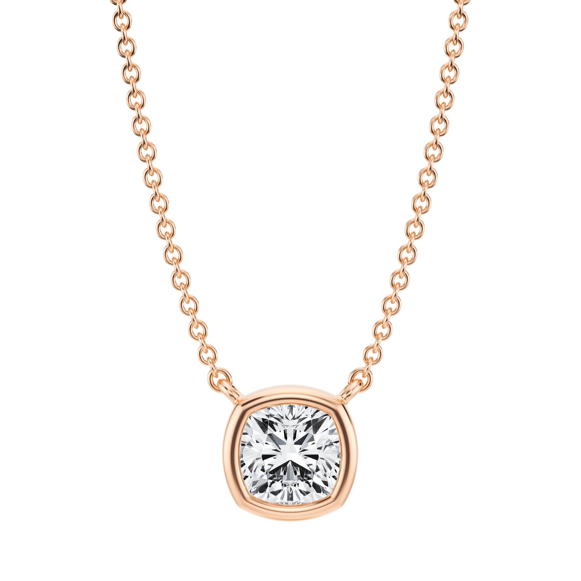 3/4 Carat Cushion Bezel Solitaire Pendant Necklace - Michael Gabriels
