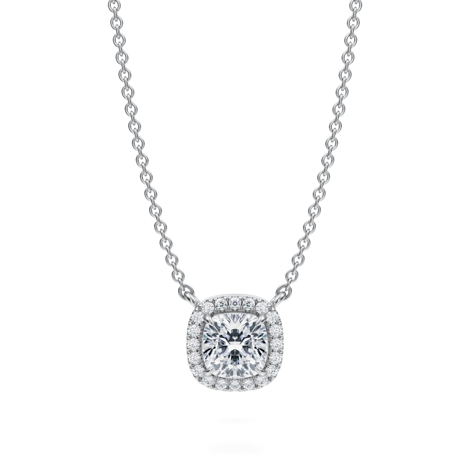 3/4 Carat Cushion Classic Halo Pendant - Michael Gabriels