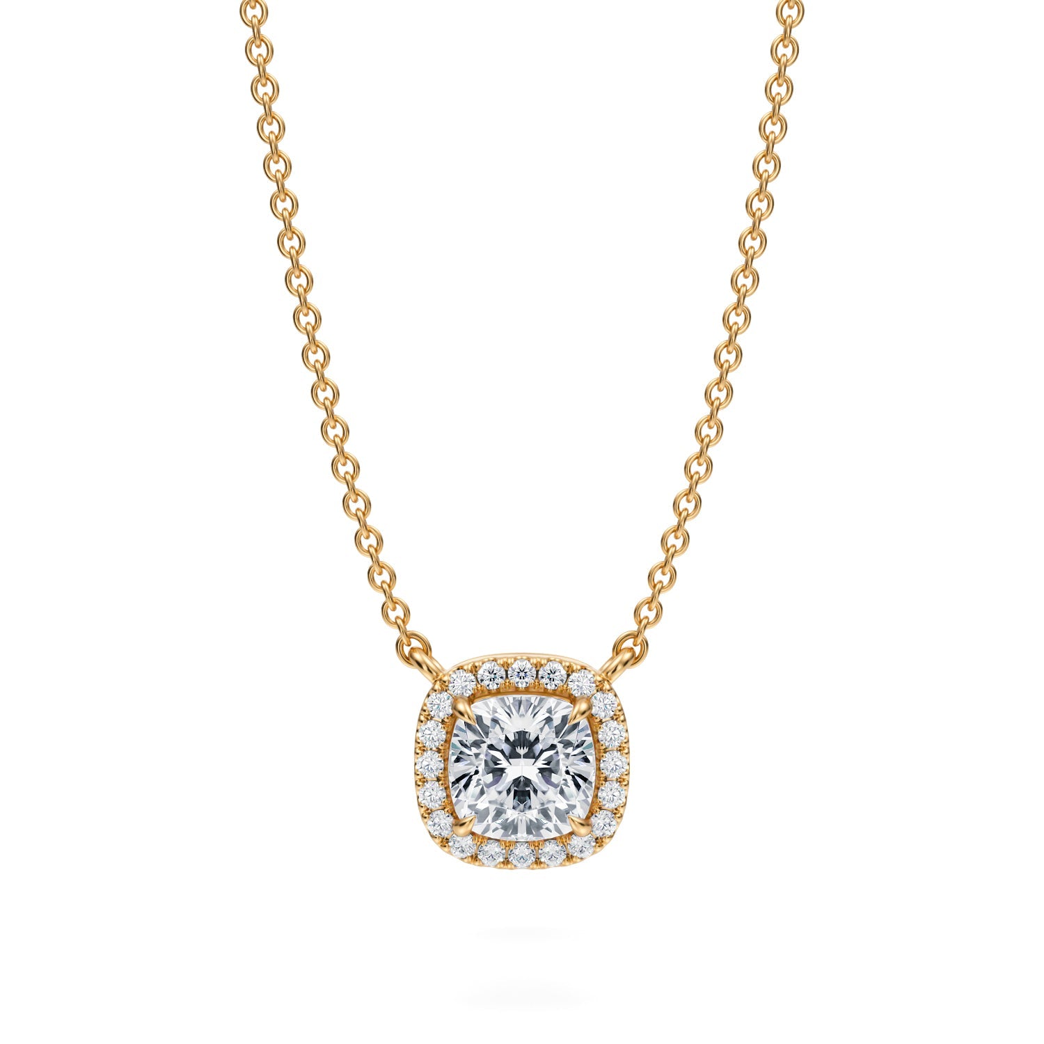 3/4 Carat Cushion Classic Halo Pendant - Michael Gabriels