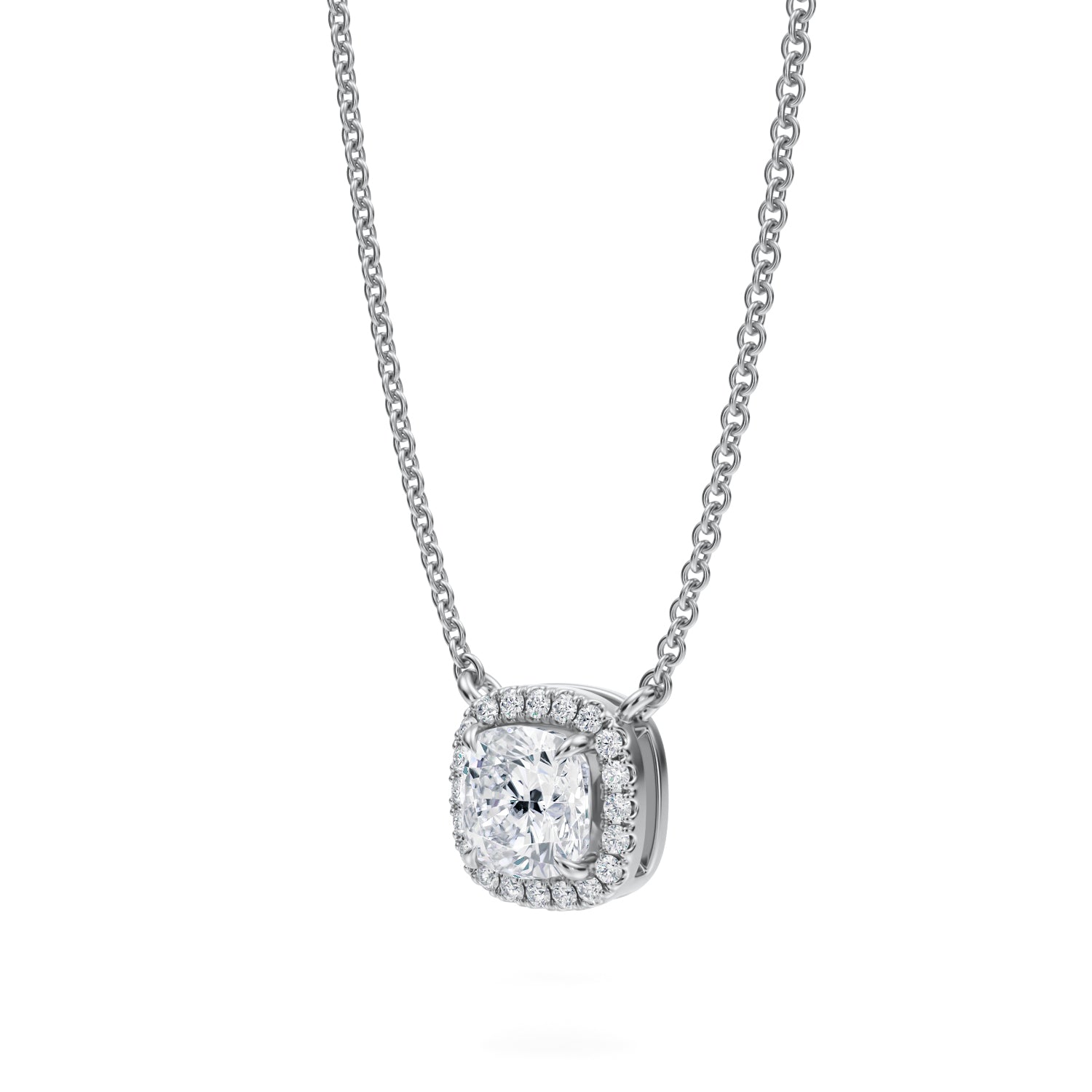 3/4 Carat Cushion Classic Halo Pendant - Michael Gabriels