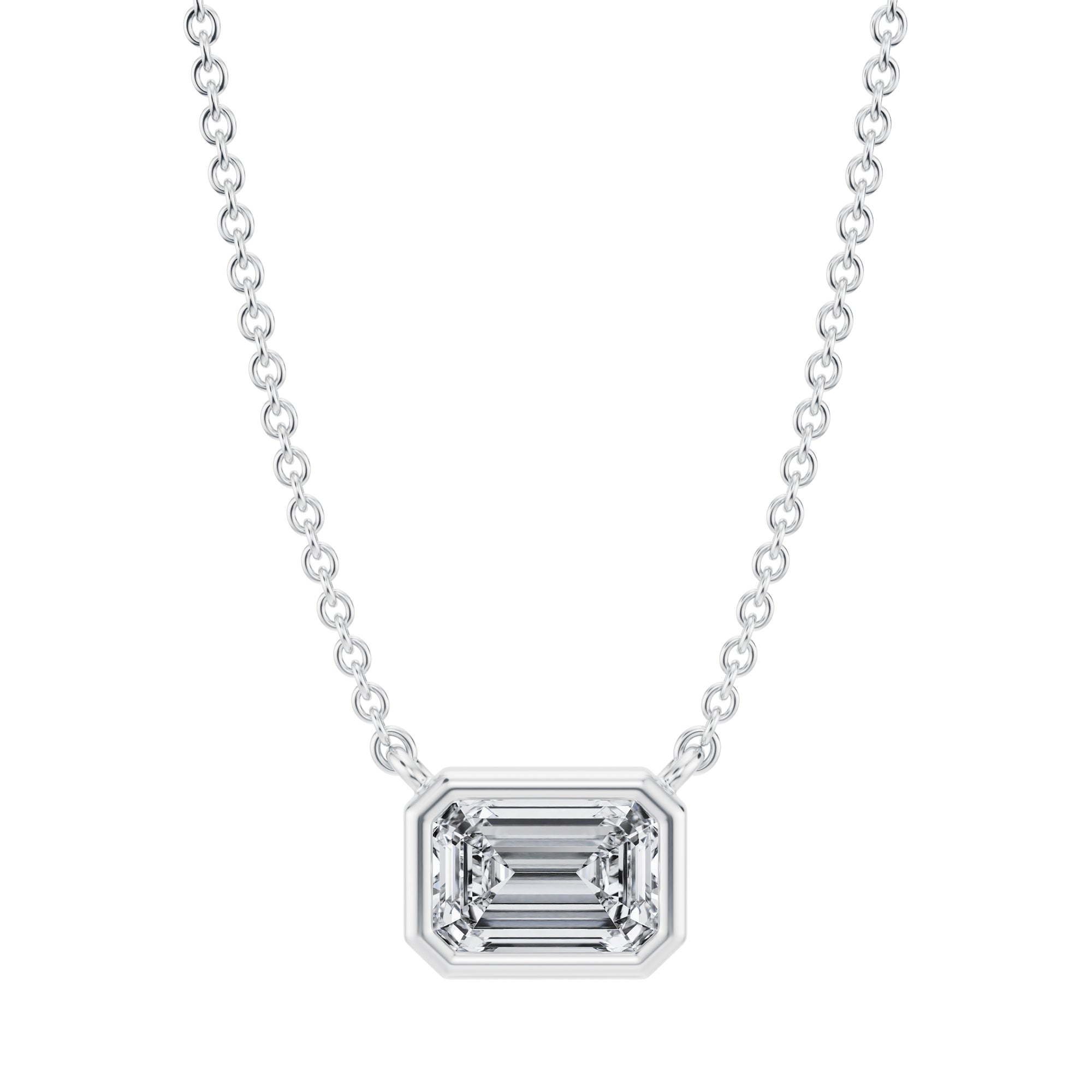 3/4 Carat Emerald Bezel Solitaire Pendant Necklace - Michael Gabriels