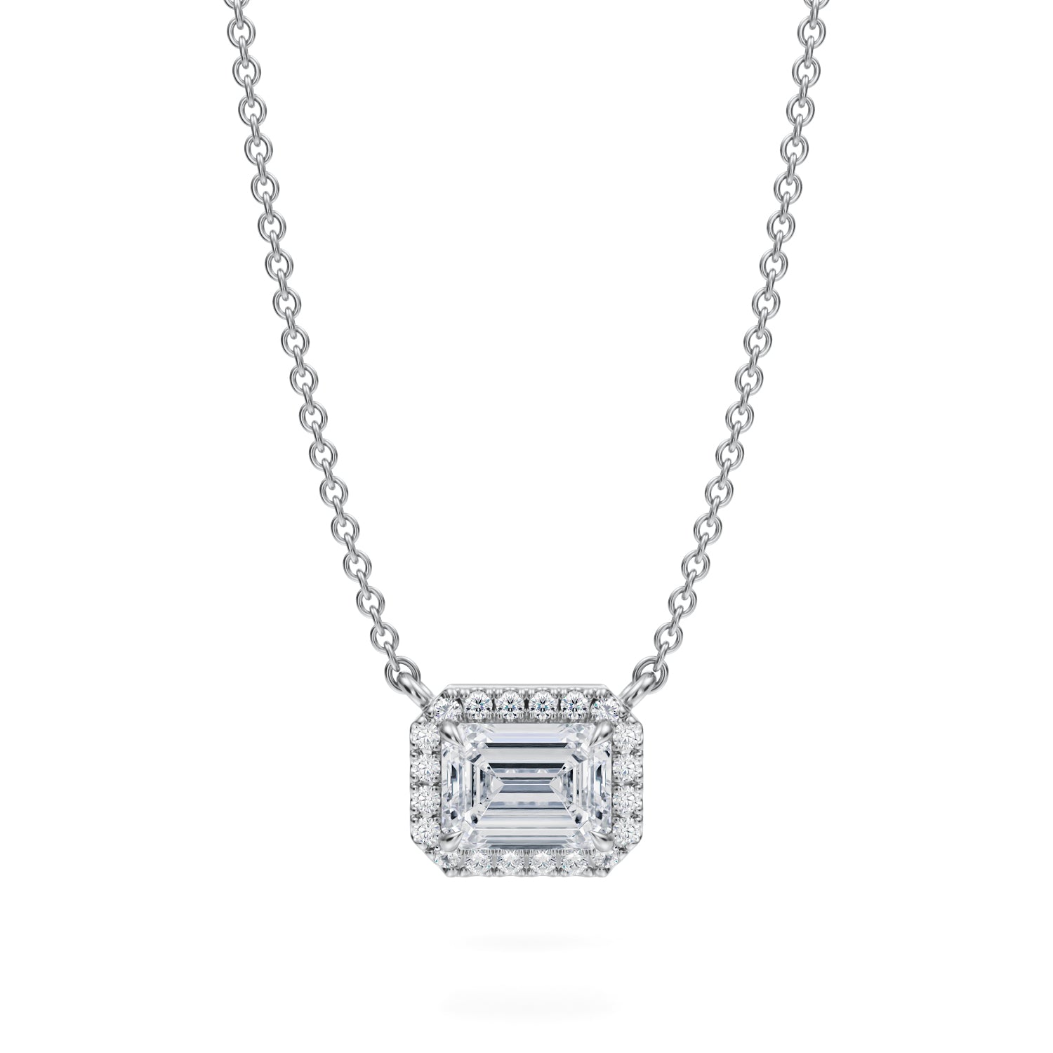 3/4 Carat Emerald Classic Halo Pendant - Michael Gabriels