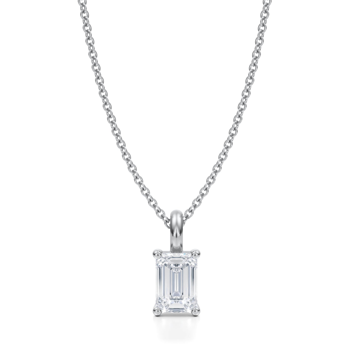 3/4 Carat Emerald Lab Grown Diamond Solitaire Pendant - Michael Gabriels