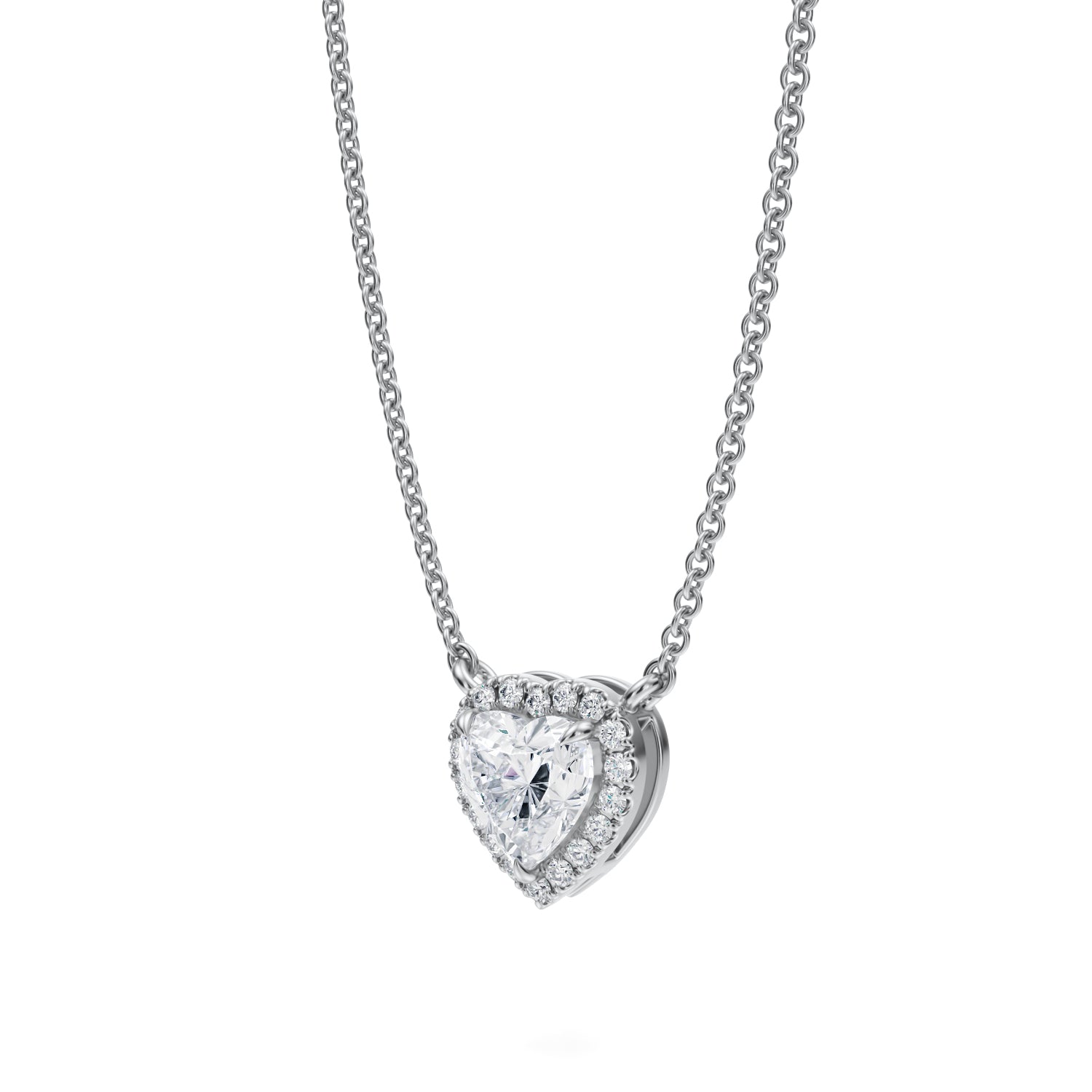 3/4 Carat Heart Shape Classic Halo Pendant - Michael Gabriels