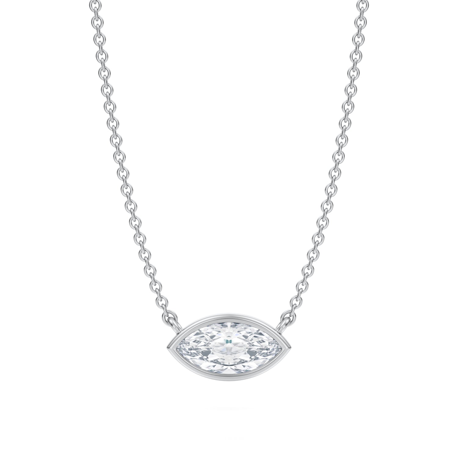 3/4 Carat Marquise Bezel Solitaire Pendant Necklace - Michael Gabriels