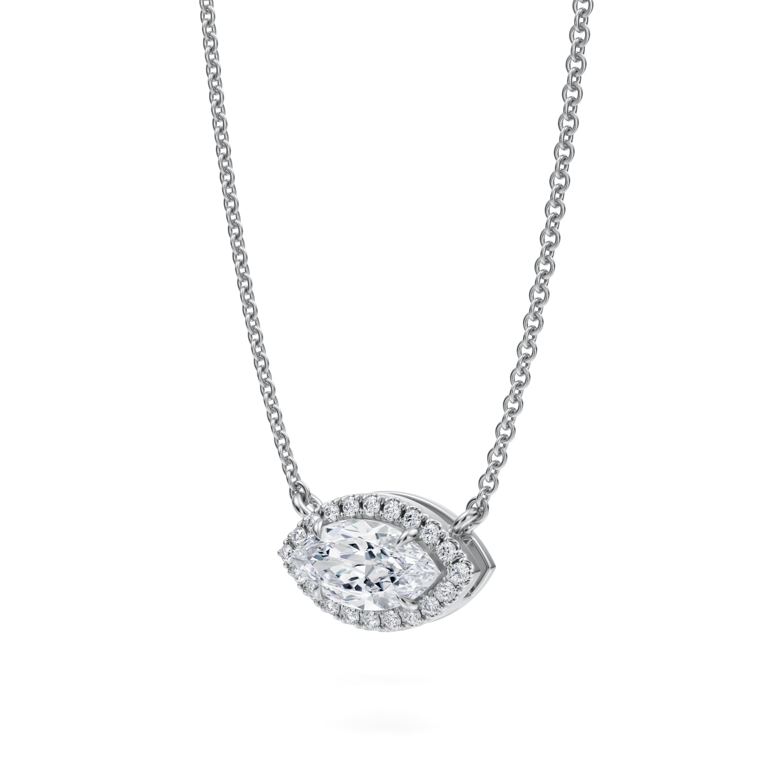 3/4 Carat Marquise Classic Halo Pendant - Michael Gabriels