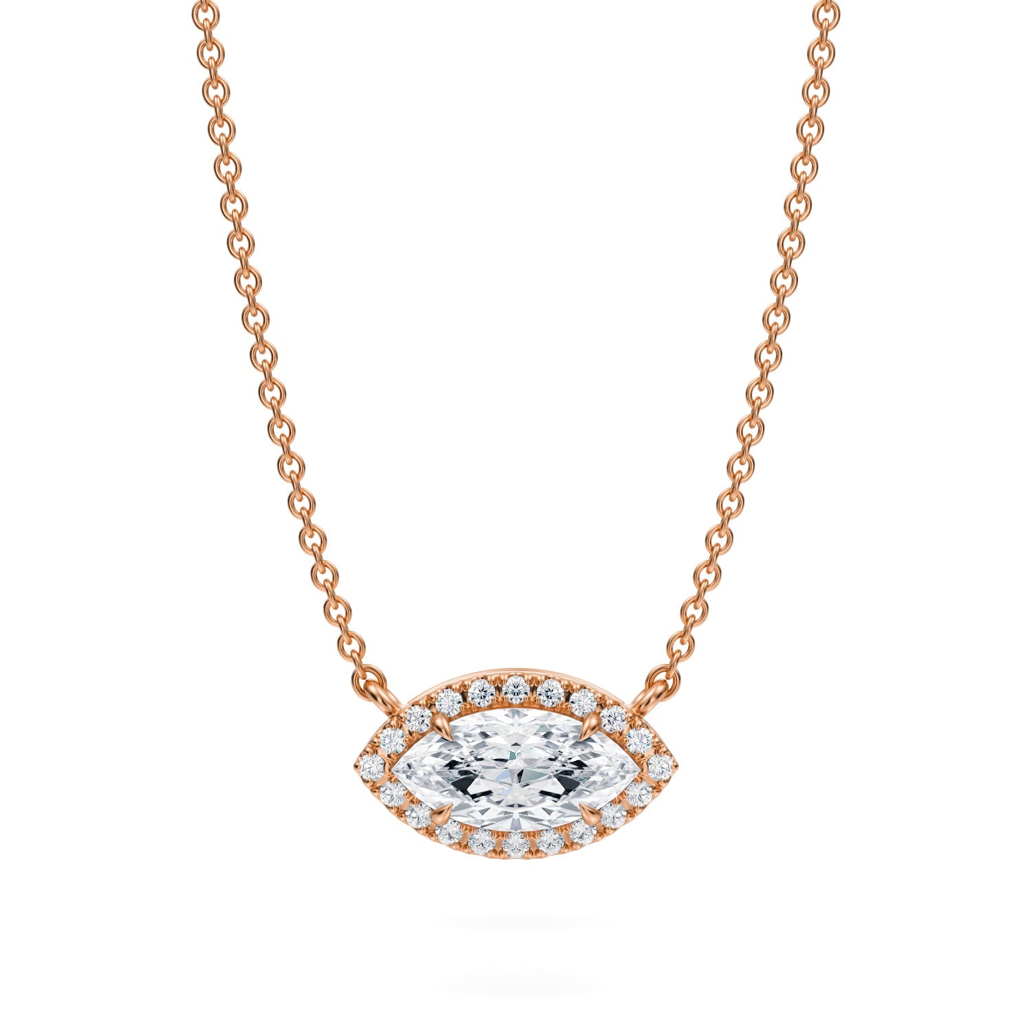3/4 Carat Marquise Classic Halo Pendant - Michael Gabriels