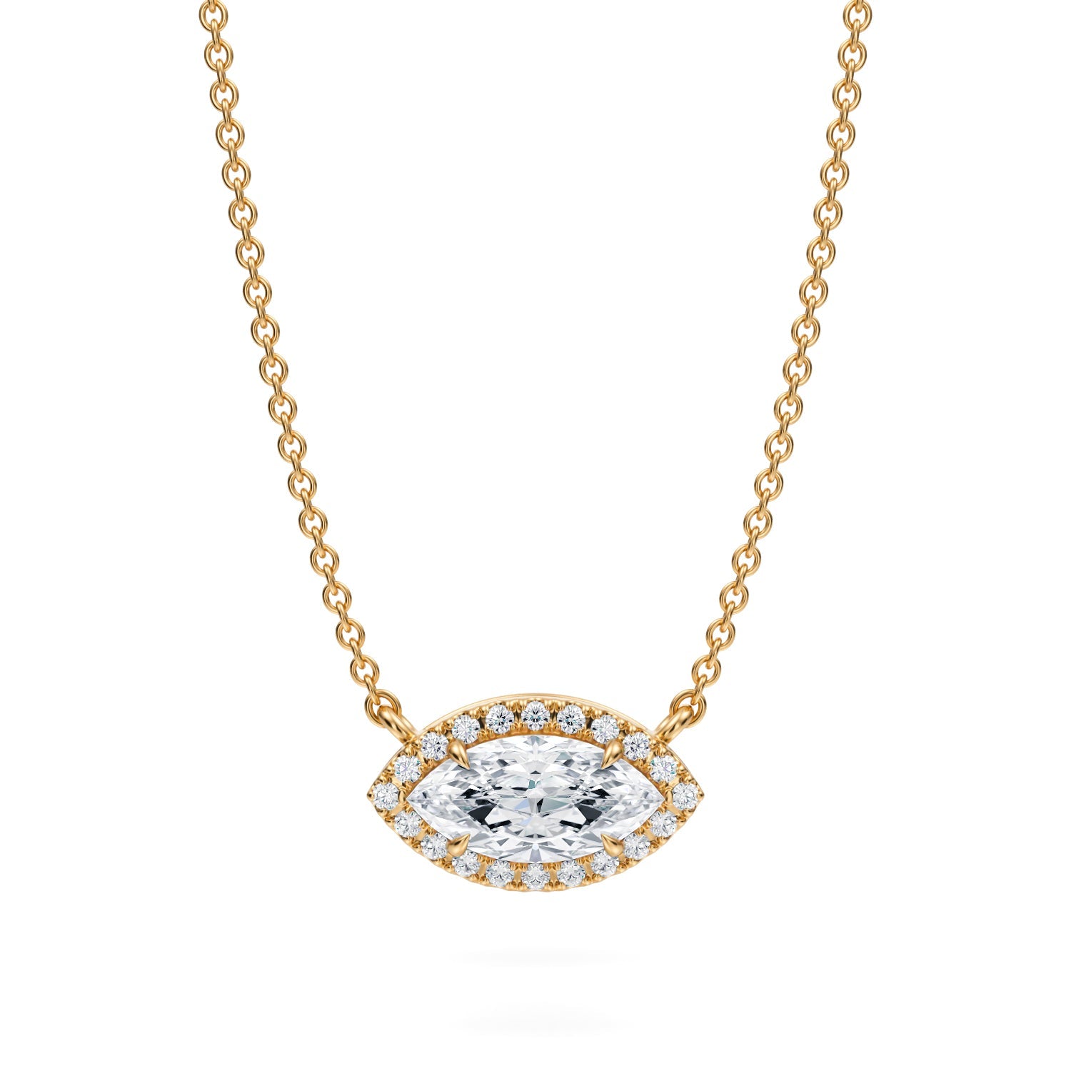 3/4 Carat Marquise Classic Halo Pendant - Michael Gabriels