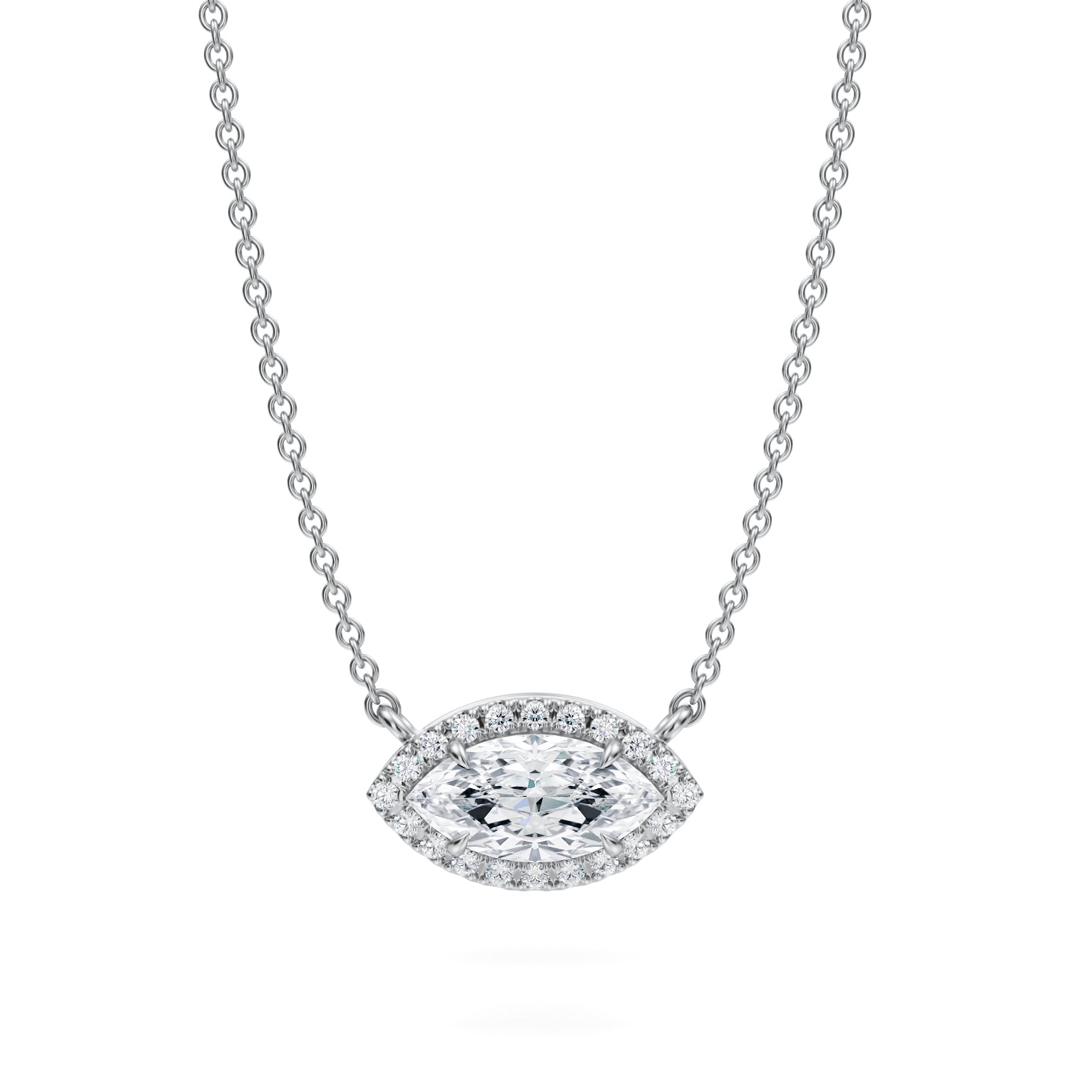 3/4 Carat Marquise Classic Halo Pendant - Michael Gabriels