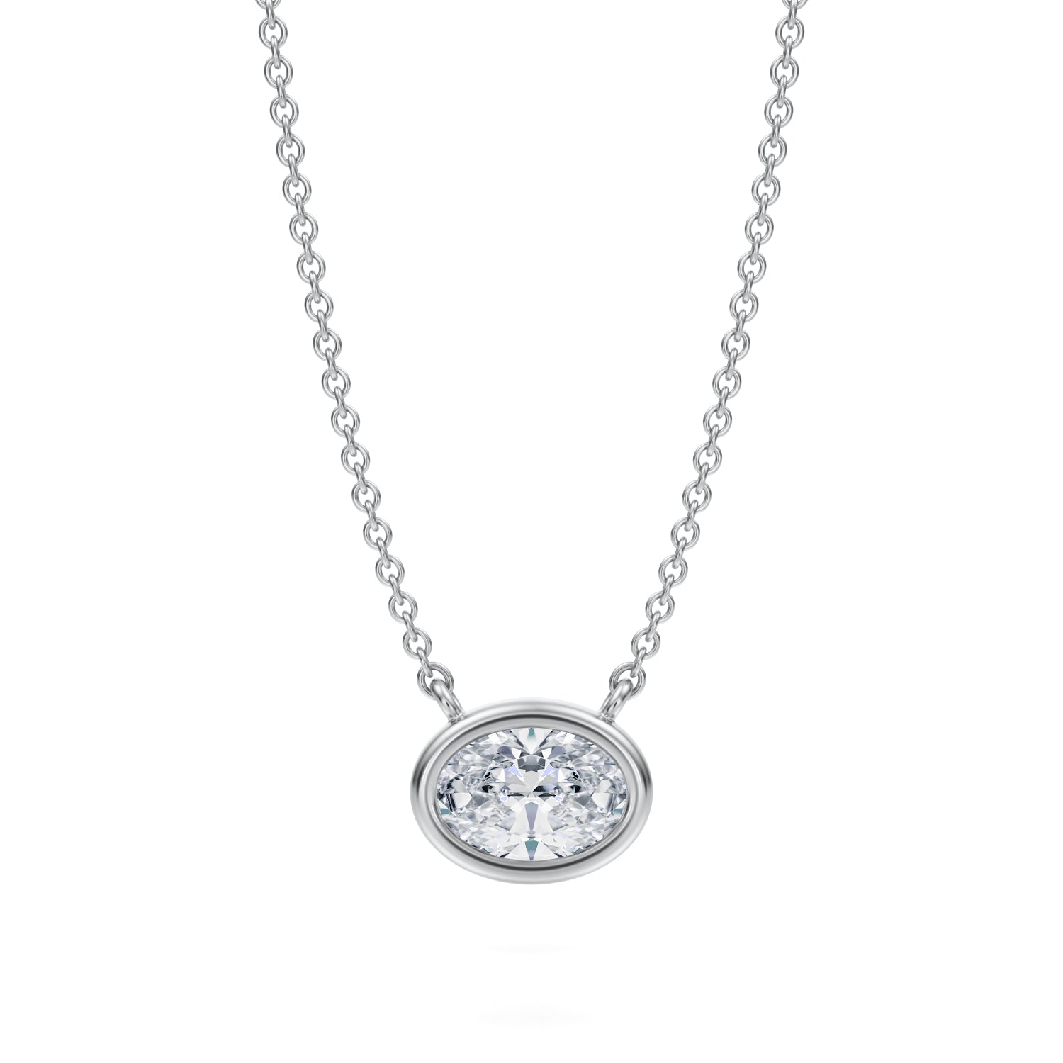 3/4 Carat Oval Bezel Solitaire Pendant Necklace - Michael Gabriels