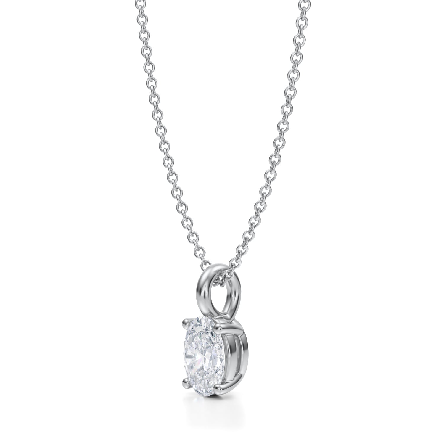 3/4 Carat Oval Lab Grown Diamond Solitaire Pendant - Michael Gabriels