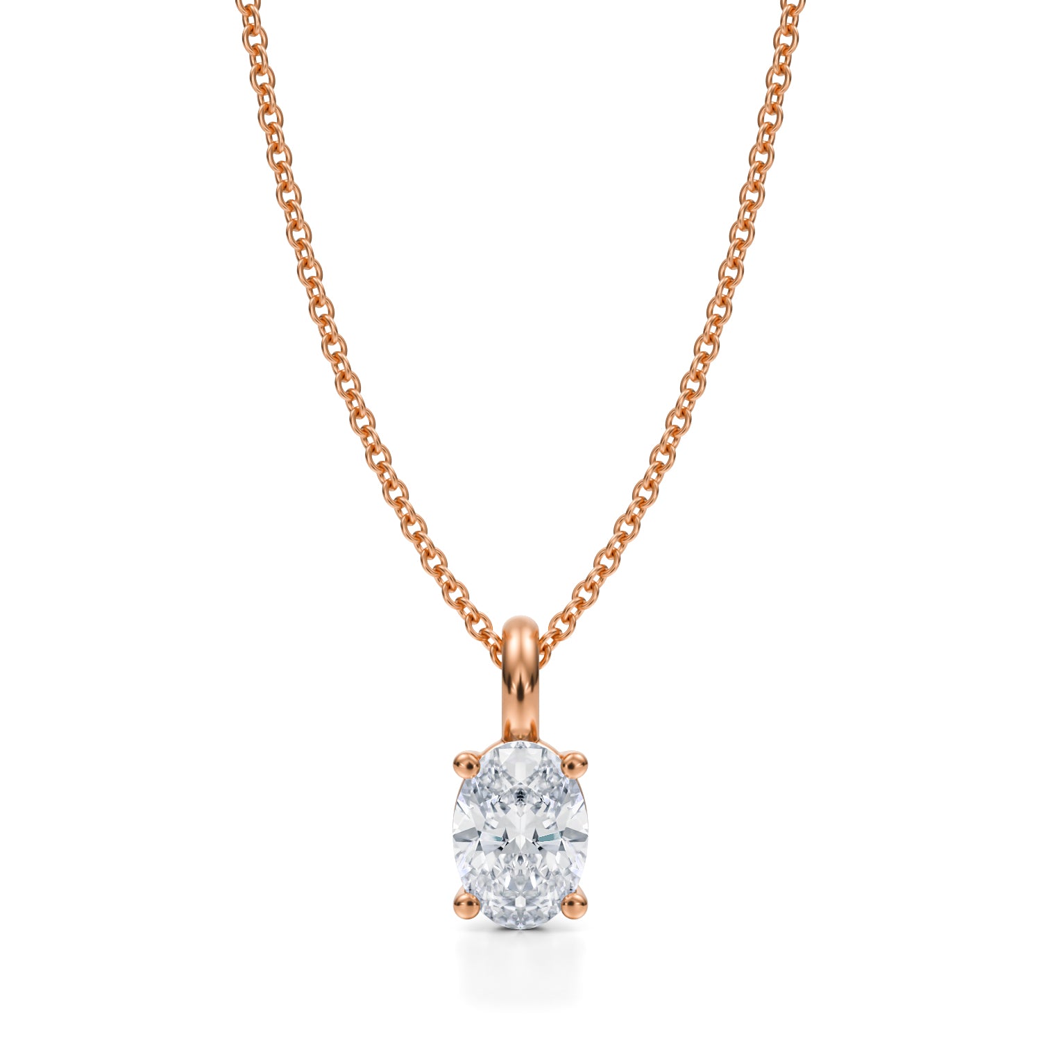 3/4 Carat Oval Lab Grown Diamond Solitaire Pendant - Michael Gabriels