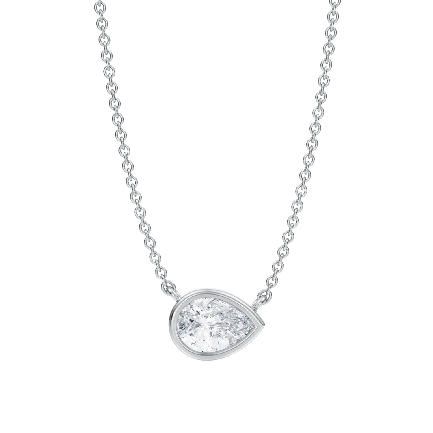3/4 Carat Pear Bezel Solitaire Pendant Necklace - Michael Gabriels