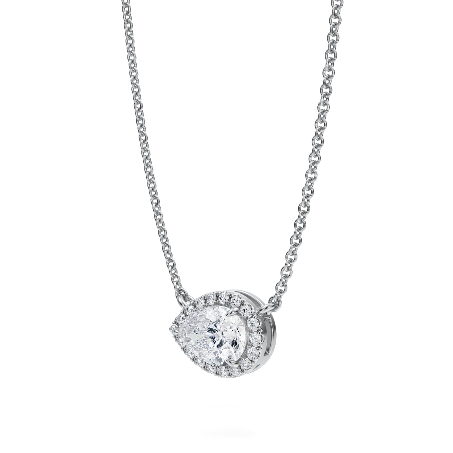 3/4 Carat Pear Classic Halo Pendant - Michael Gabriels