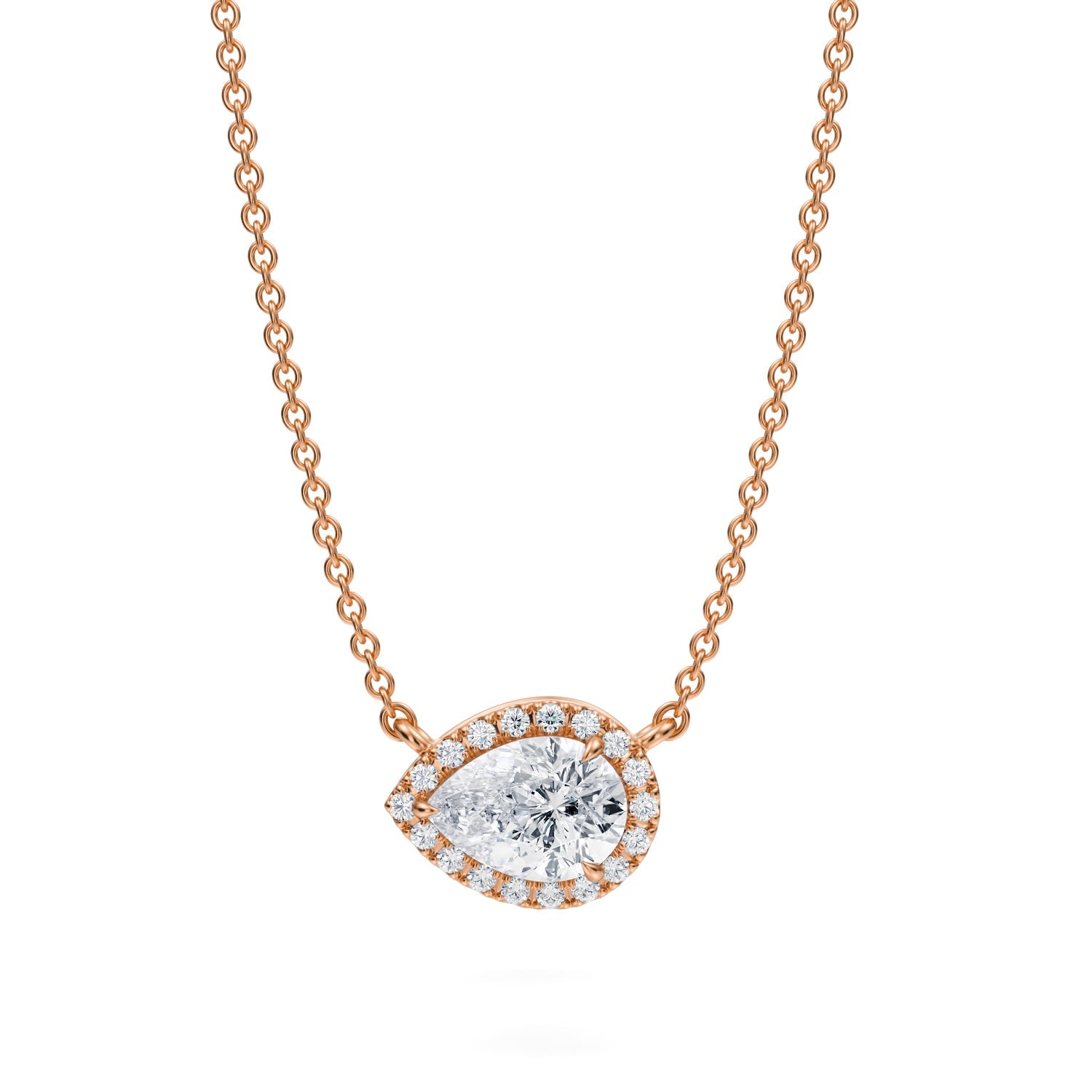 3/4 Carat Pear Classic Halo Pendant - Michael Gabriels