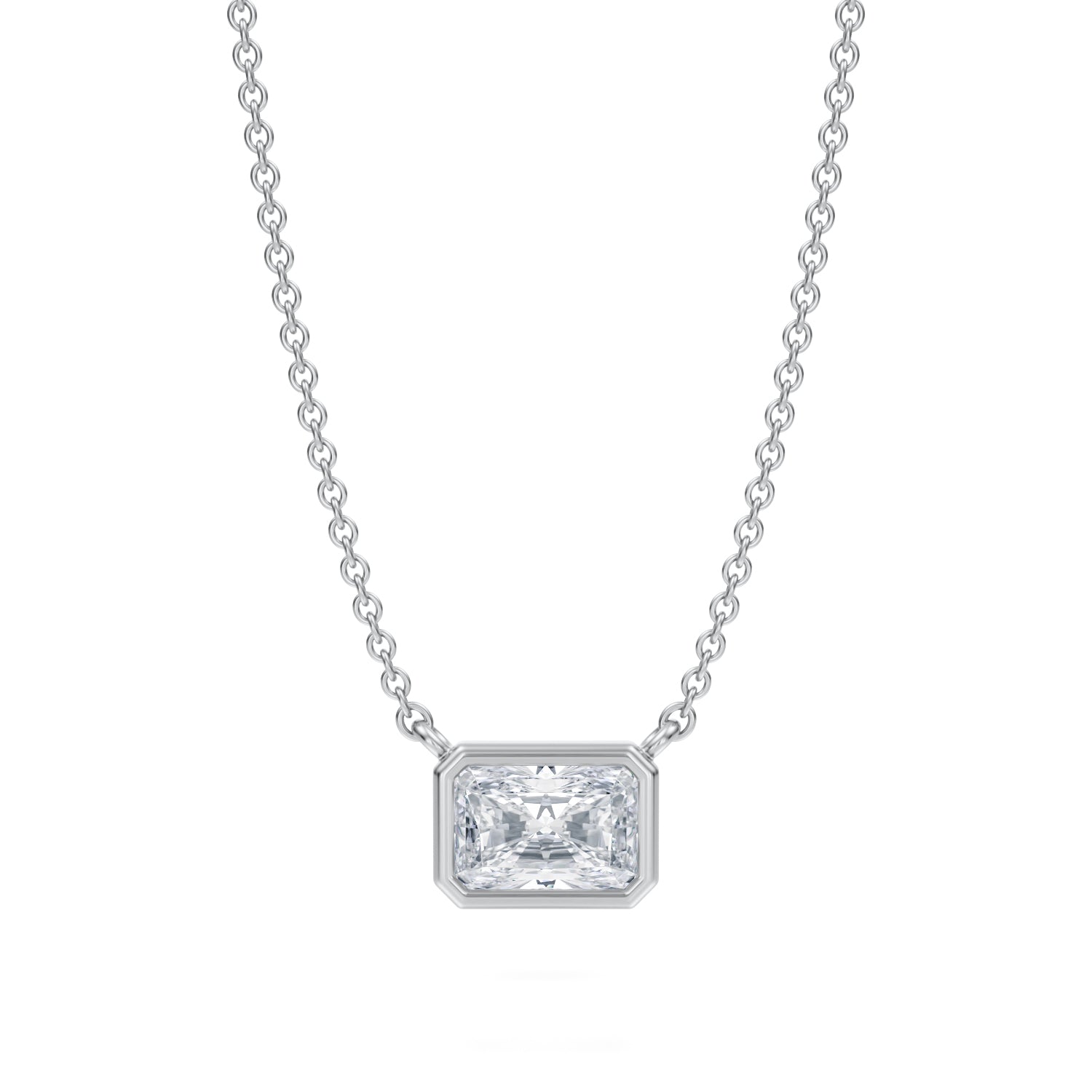 3/4 Carat Radiant Bezel Solitaire Pendant Necklace - Michael Gabriels
