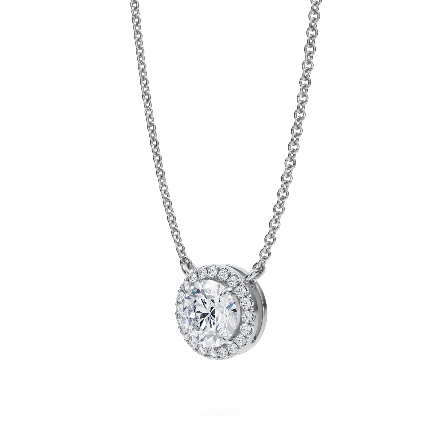 3/4 Carat Round Classic Halo Pendant - Michael Gabriels