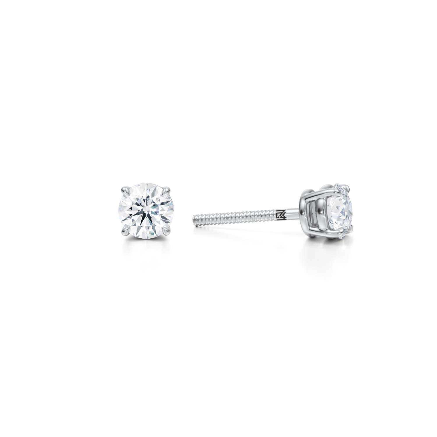 3/4 Carat Total Weight Round Lab Grown Diamond Stud Earrings (E-F VS1) - Michael Gabriels