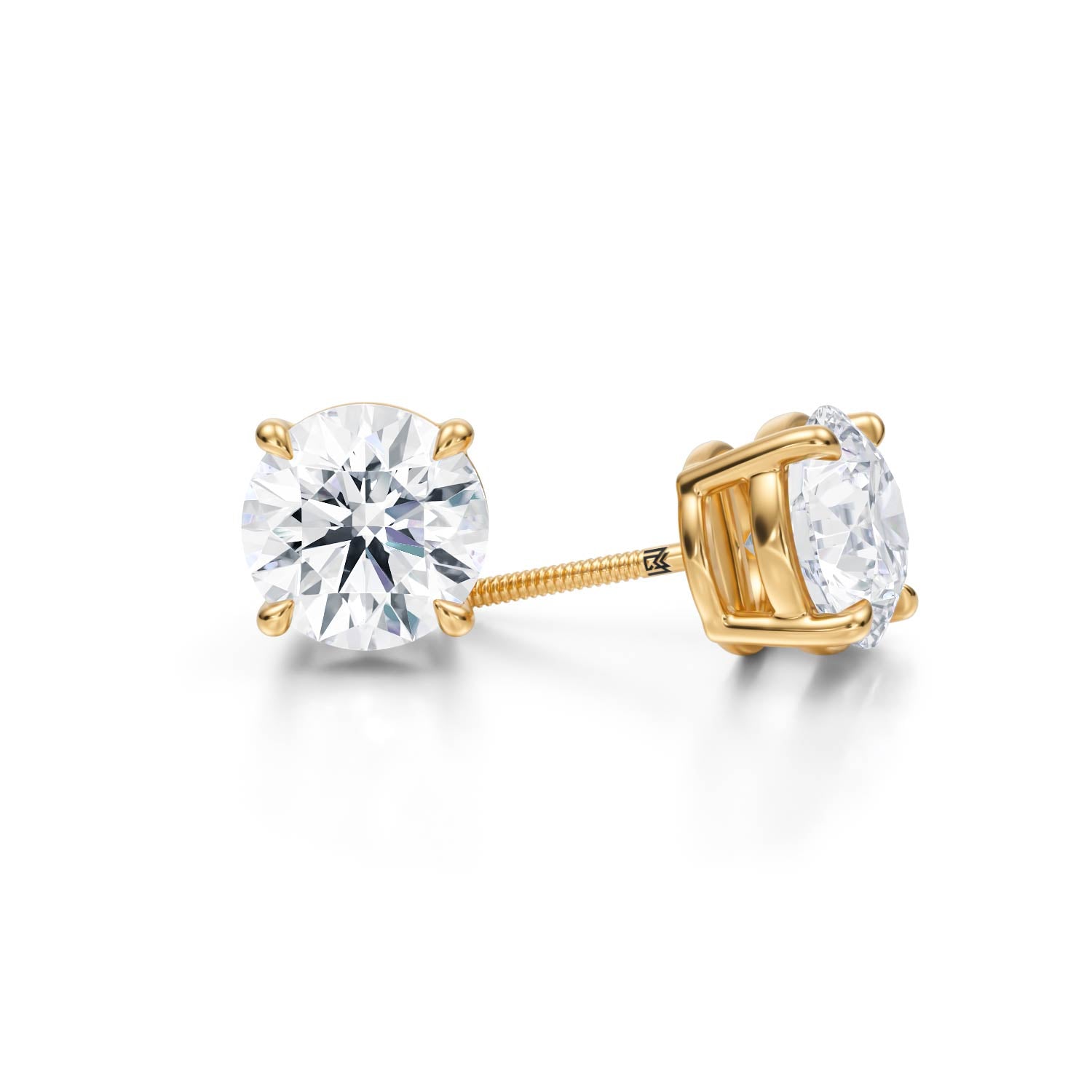 4.00 Carat Total Weight Round Lab Grown Diamond Stud Earrings (Certified F VS1) - Michael Gabriels