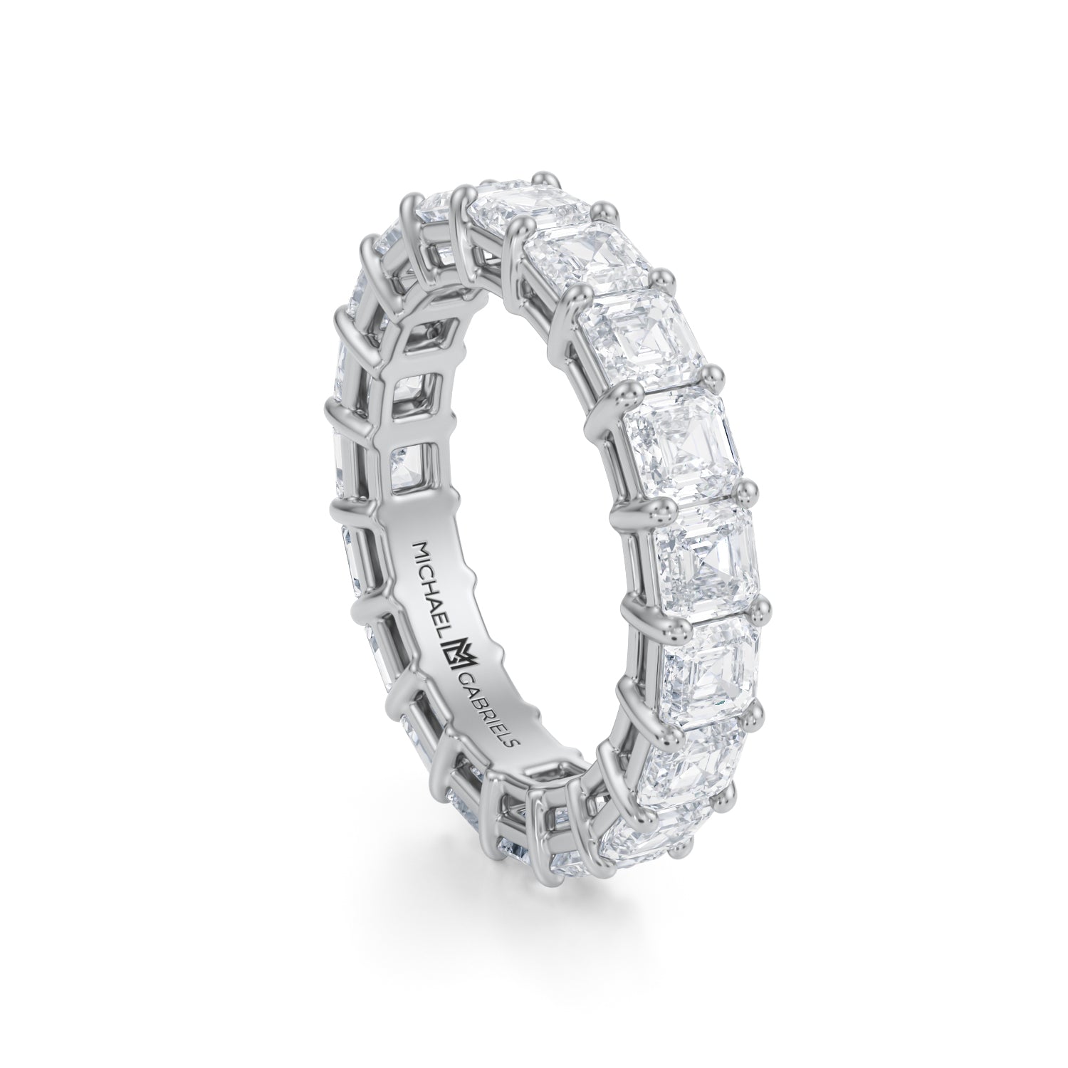 4 Carat Asscher Cut Lab Grown Diamond Basket Eternity Band - Michael Gabriels