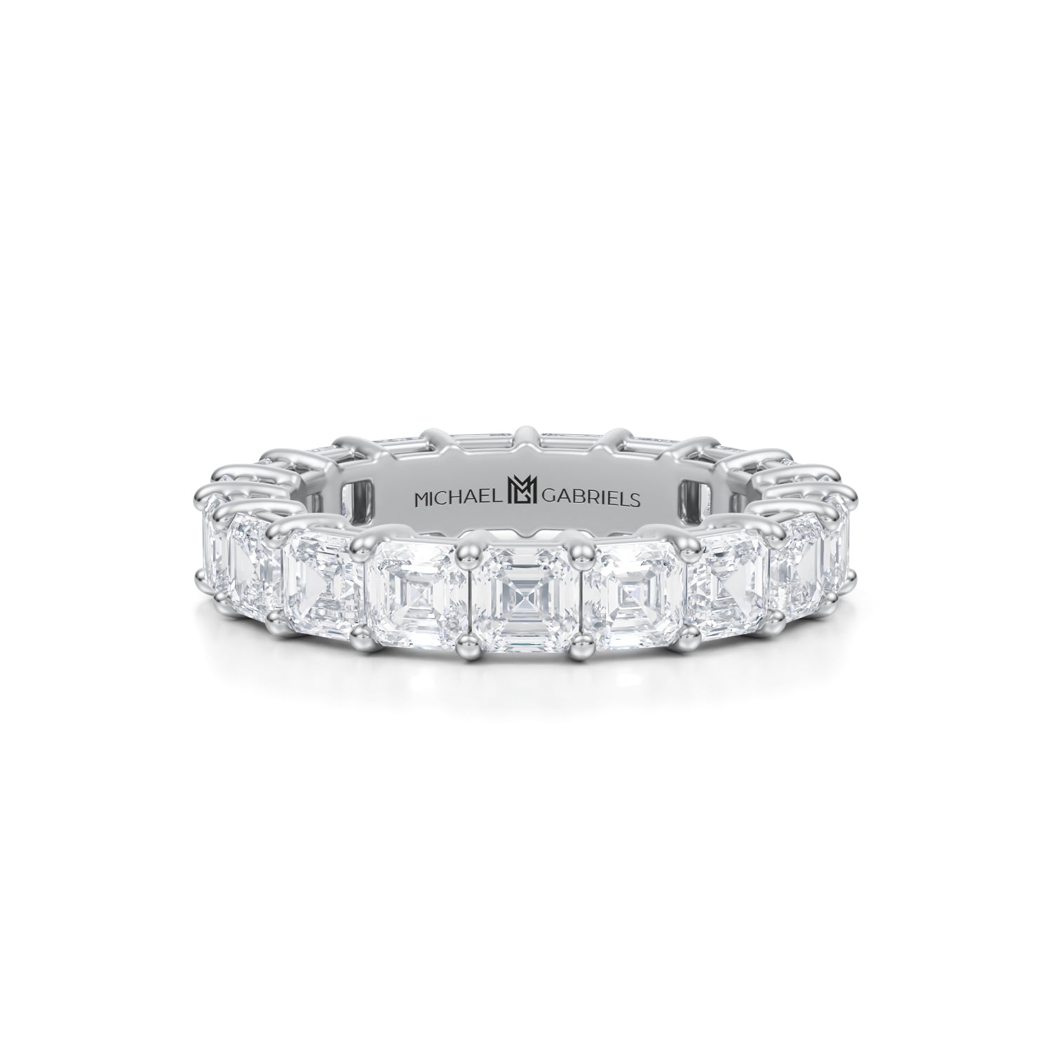 4 Carat Asscher Cut Lab Grown Diamond Basket Eternity Band - Michael Gabriels